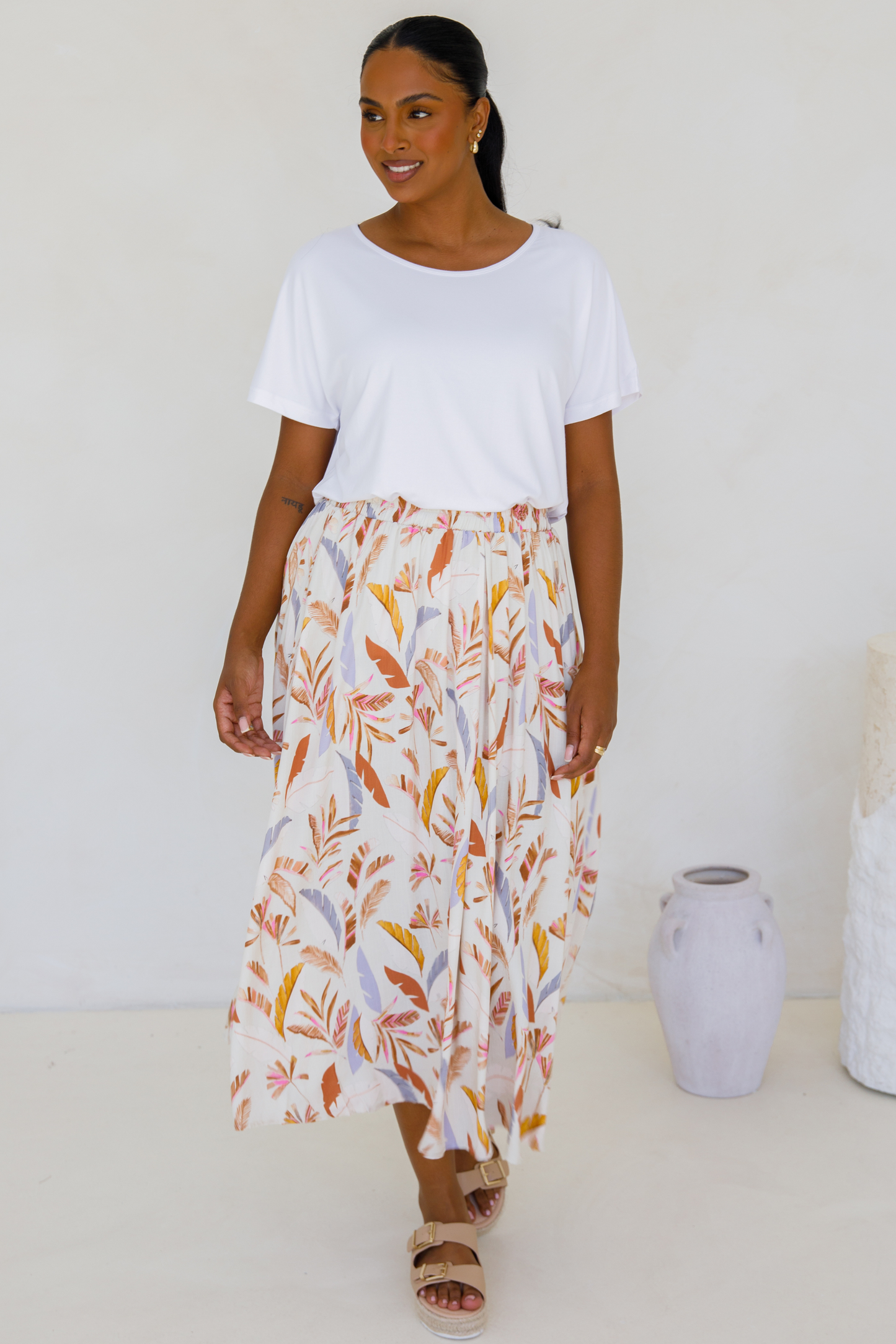 HARLEY Rayon Midi Skirt | Light Palmetto | FINAL SALE