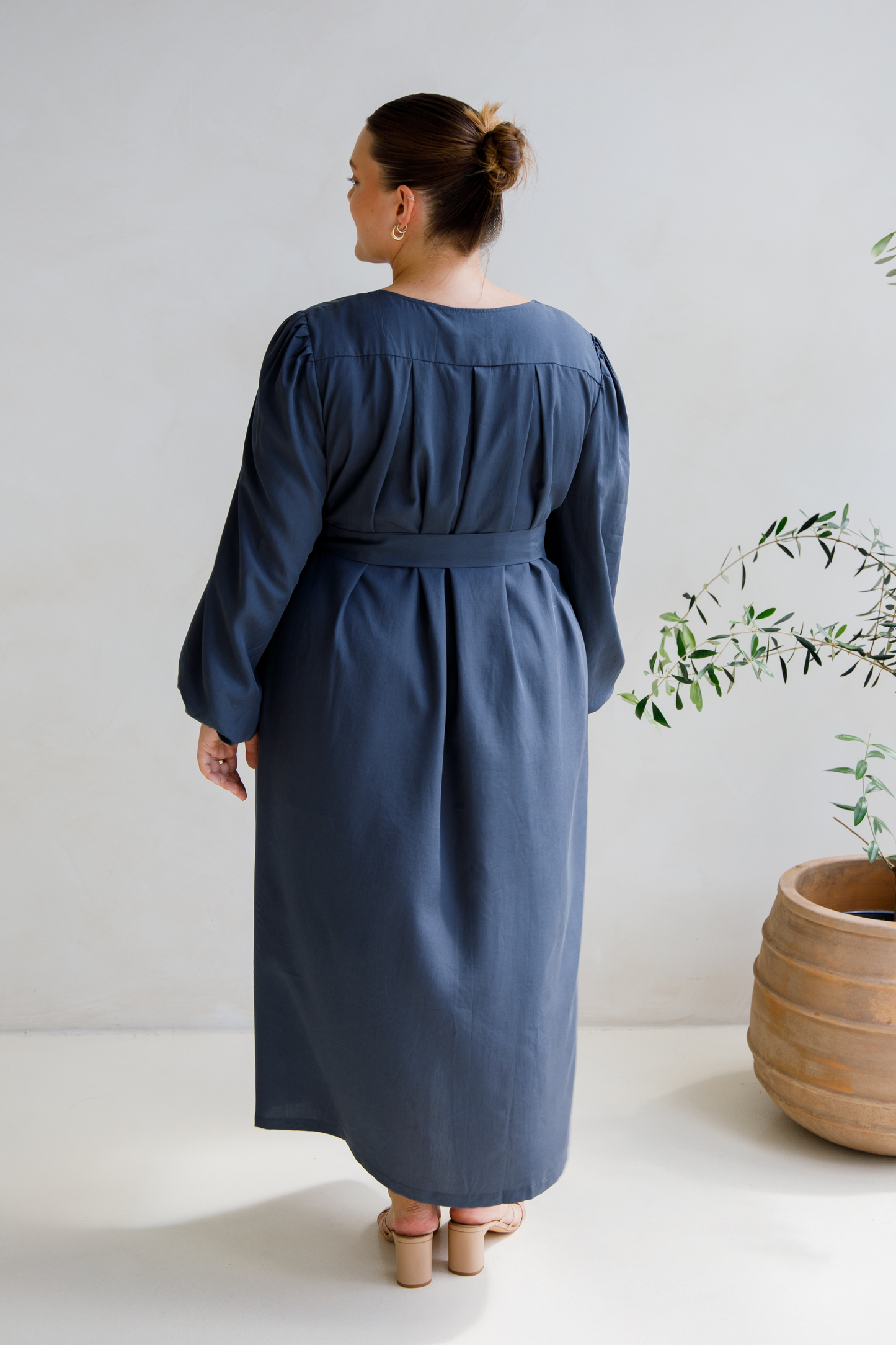 JADE Tencel Long Sleeve Classic/Mid Dress | Storm | FINAL SALE