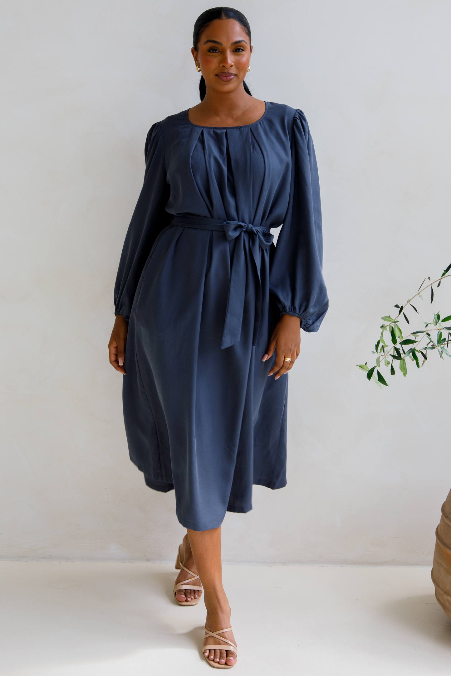 JADE Tencel Long Sleeve Classic/Mid Dress | Storm | FINAL SALE