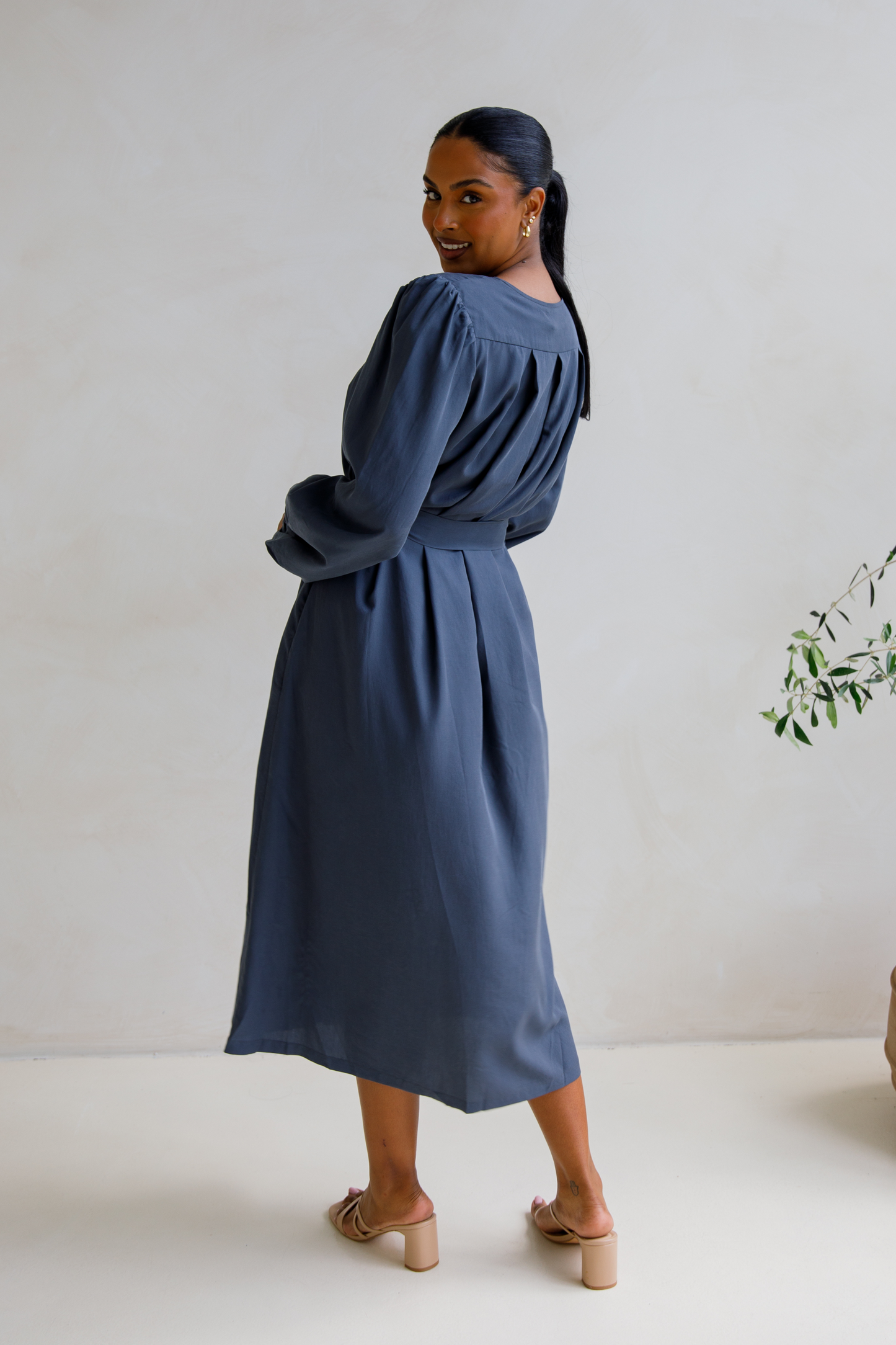 JADE Tencel Long Sleeve Classic/Mid Dress | Storm | FINAL SALE