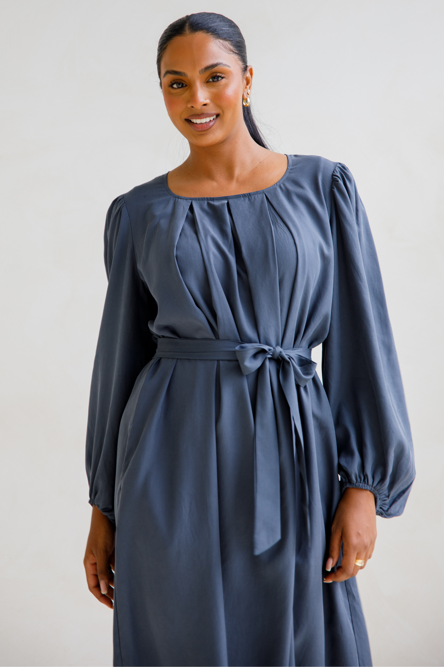 JADE Tencel Long Sleeve Classic/Mid Dress | Storm | FINAL SALE