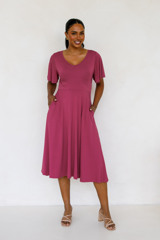 SIENA Bamboo Short Sleeve Classic/Midi | Rosewood | FINAL SALE