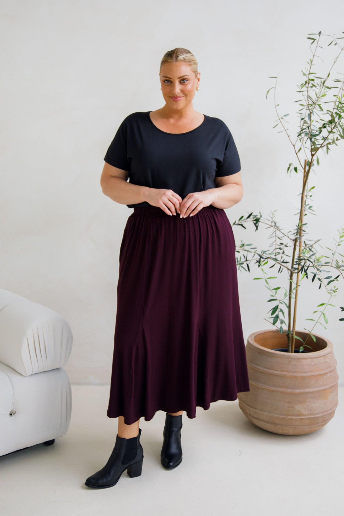 Adeline Bamboo Skirt | Berry
