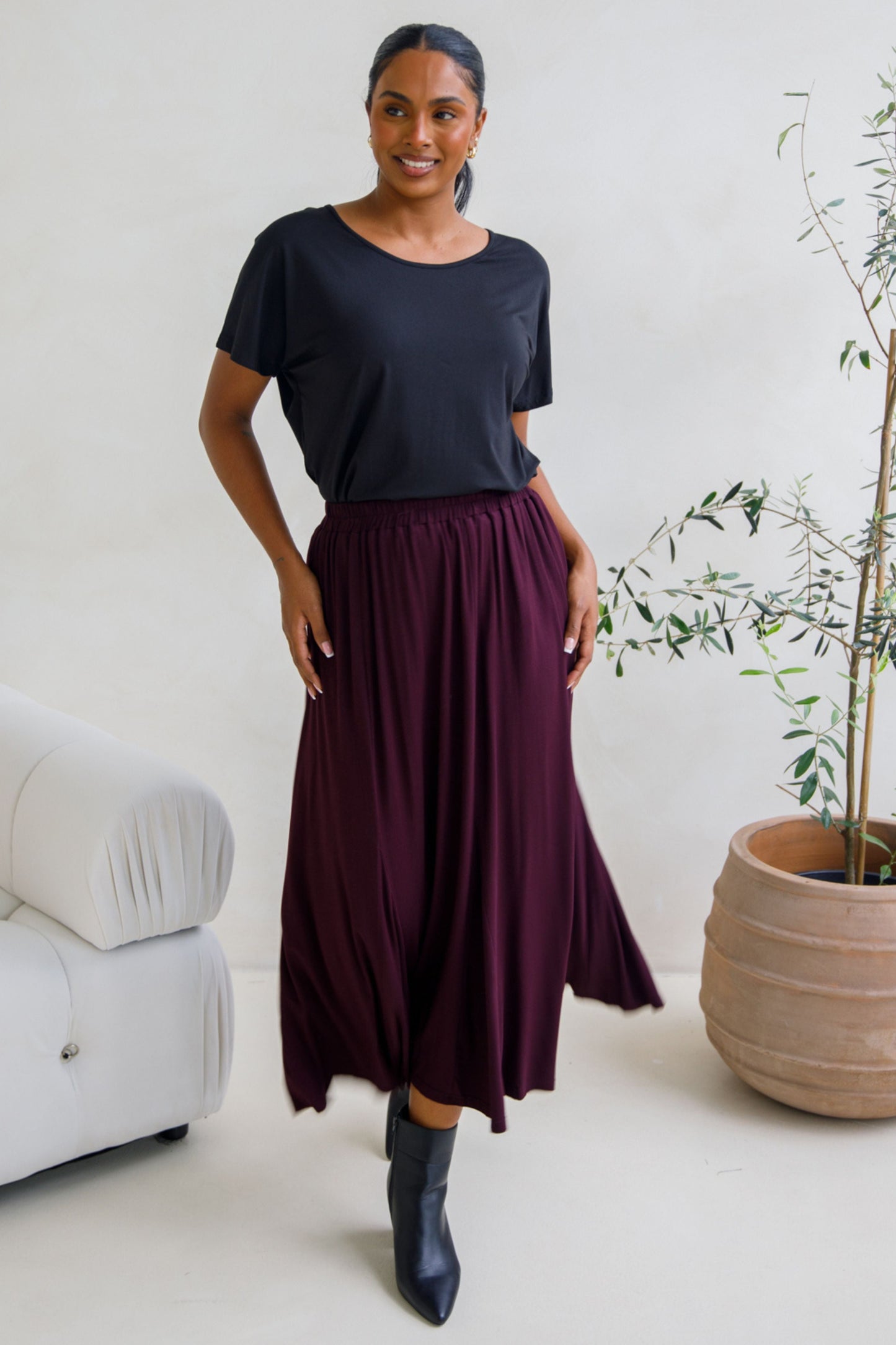 Adeline Bamboo Skirt | Berry