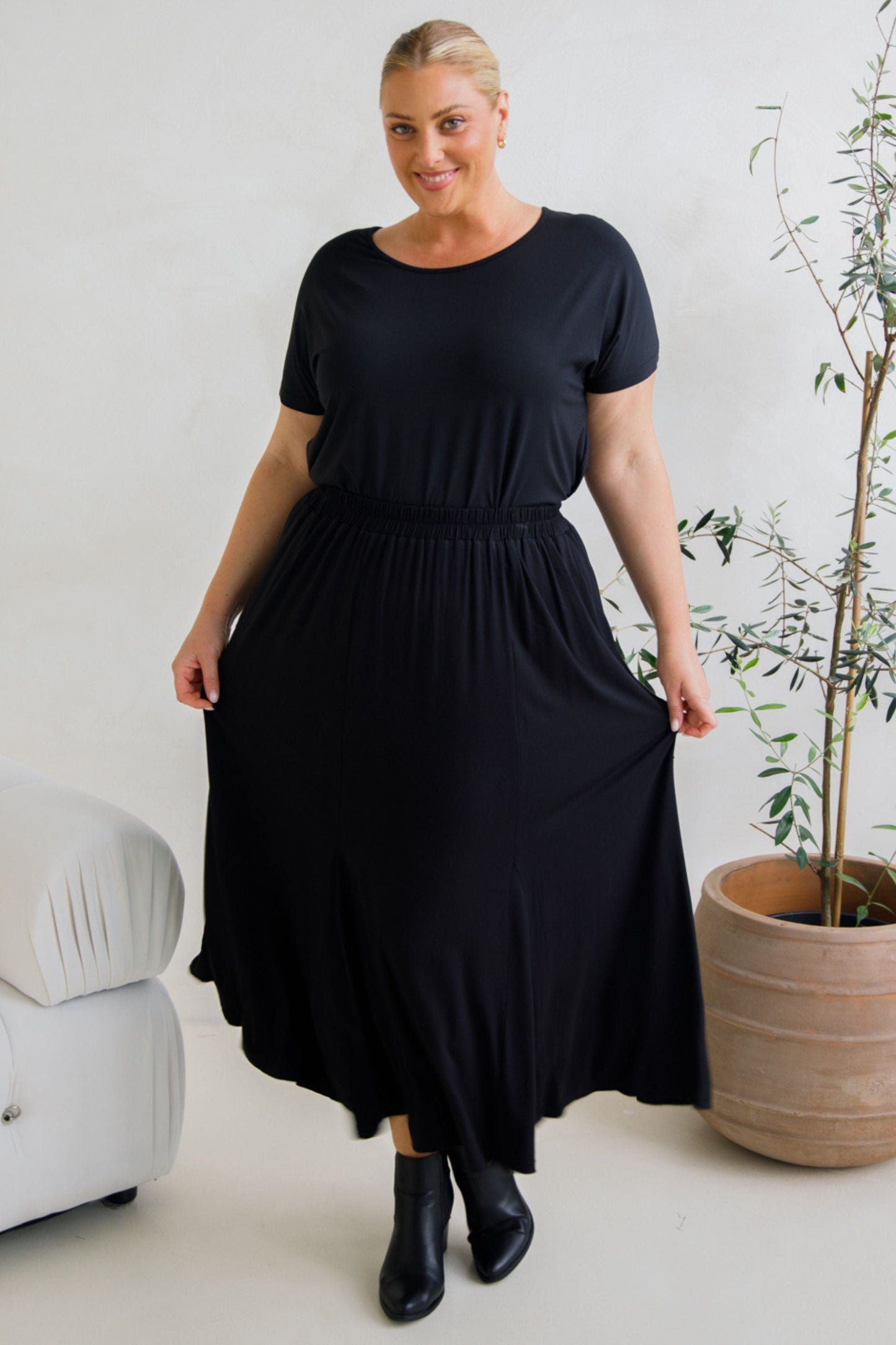 Adeline Bamboo Skirt | Black | FINAL SALE