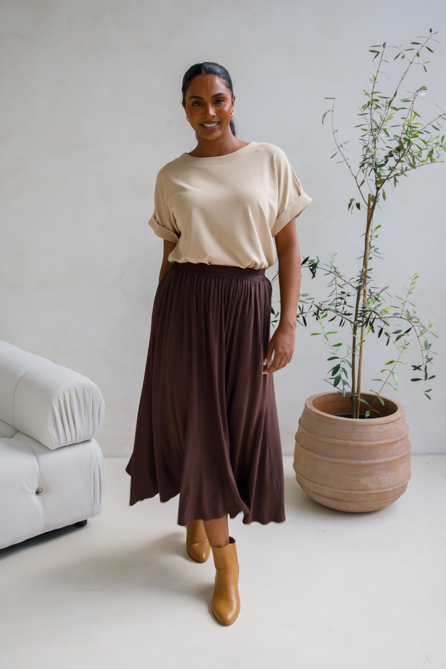 Adeline Bamboo Skirt | Chocolate | FINAL SALE