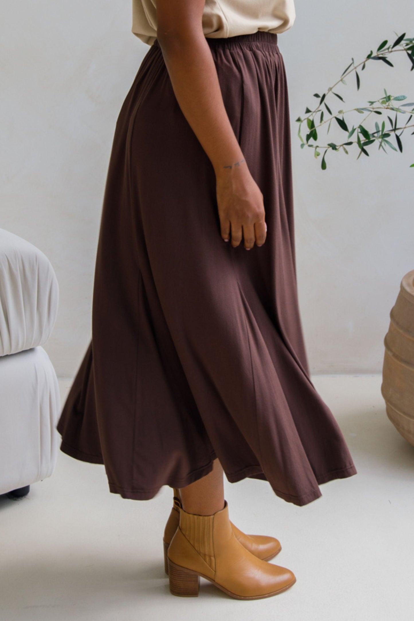 Adeline Bamboo Skirt | Chocolate | FINAL SALE
