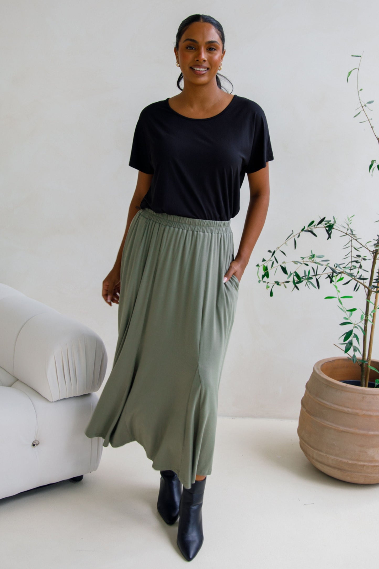 Adeline Bamboo Skirt | Fern | FINAL SALE