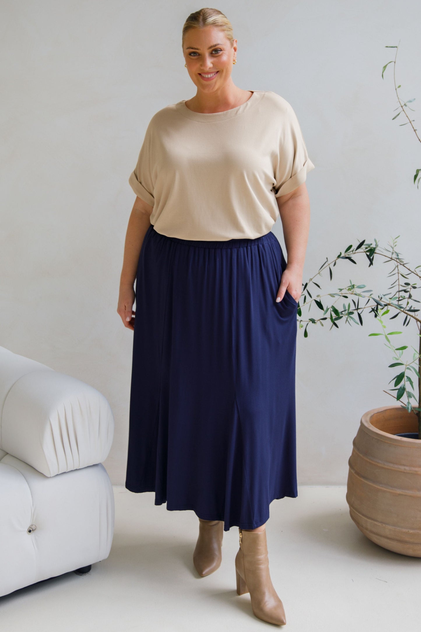 Adeline Bamboo Skirt | Midnight Navy