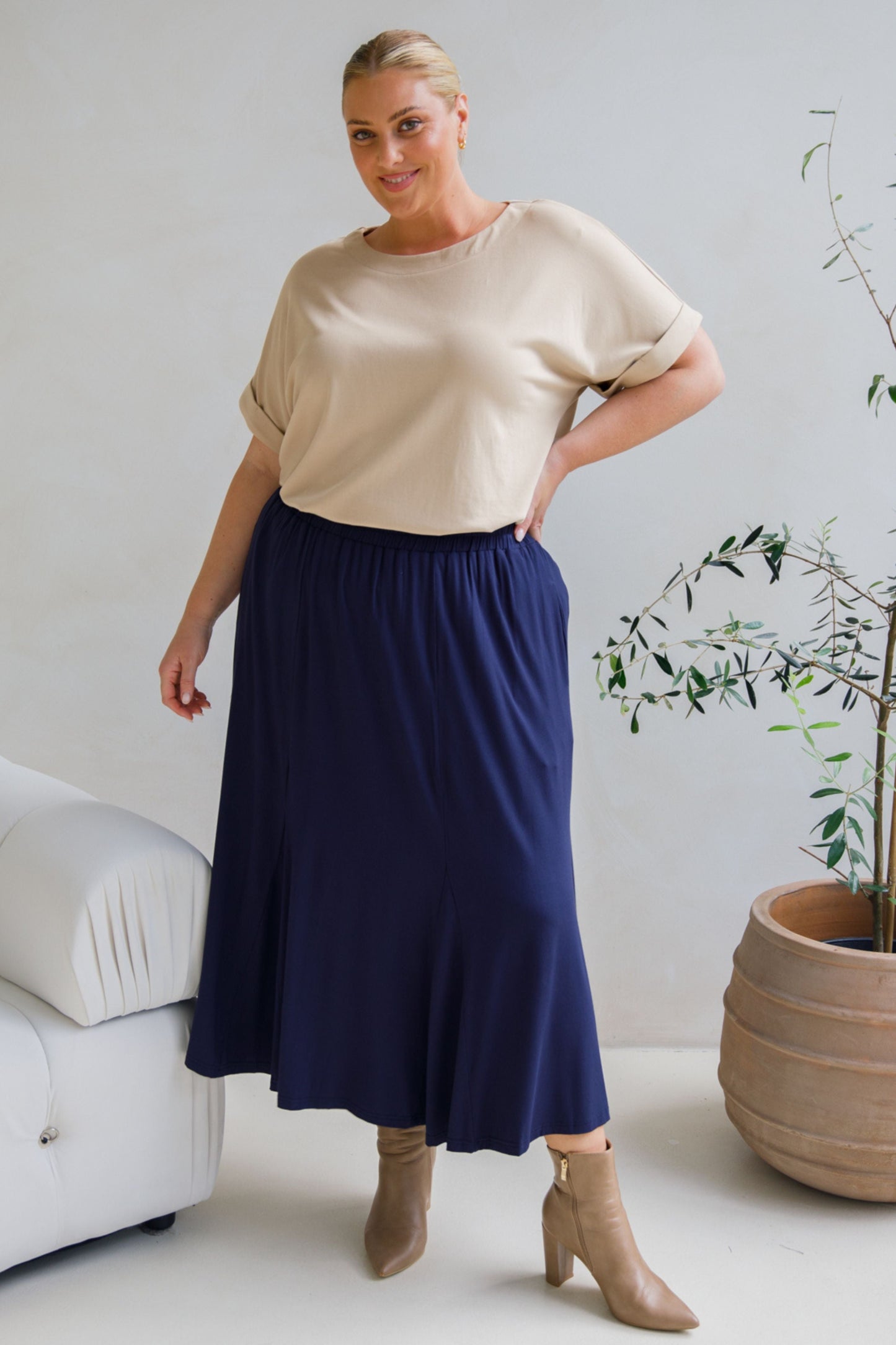 Adeline Bamboo Skirt | Midnight Navy
