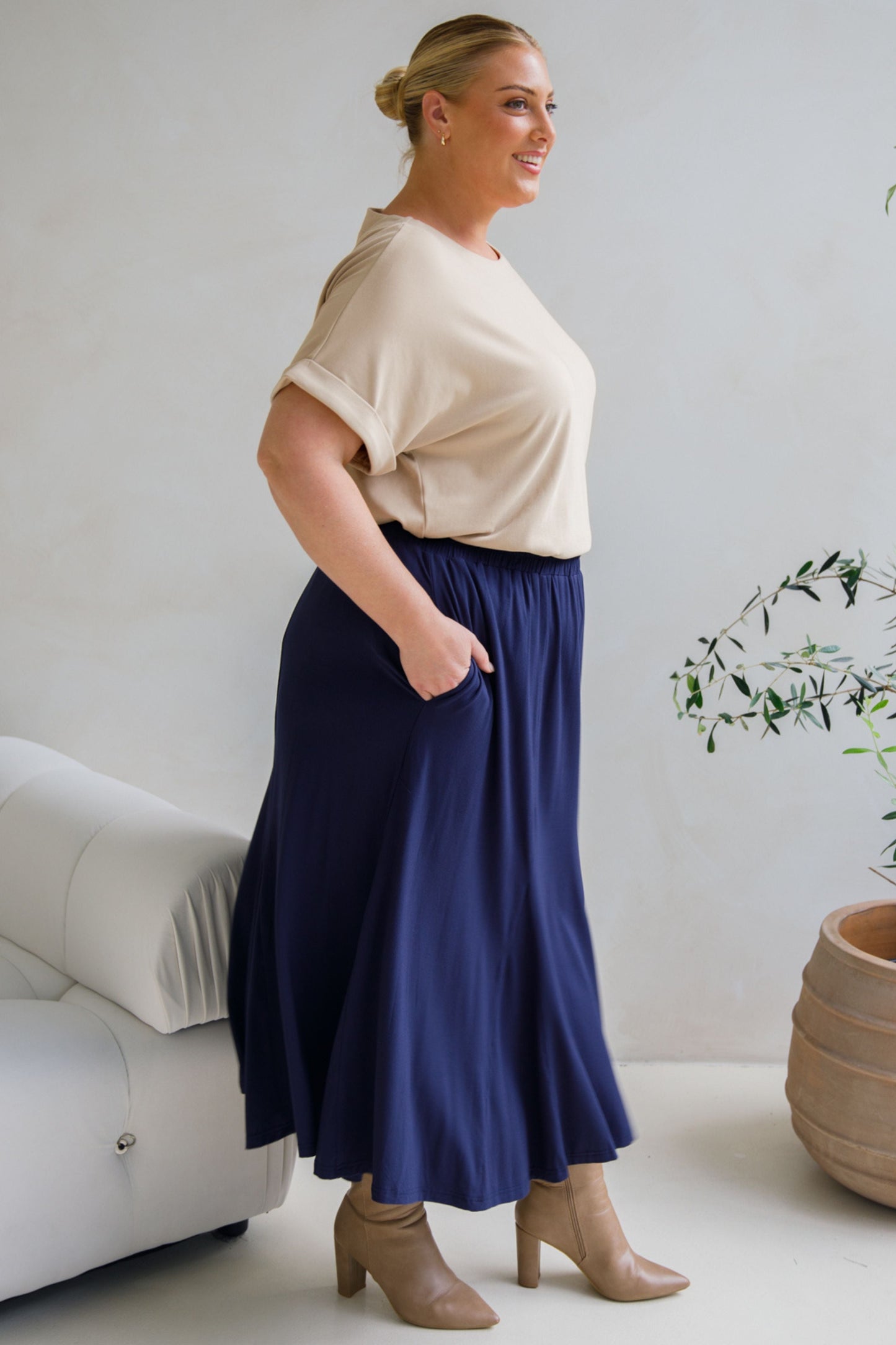 Adeline Bamboo Skirt | Midnight Navy
