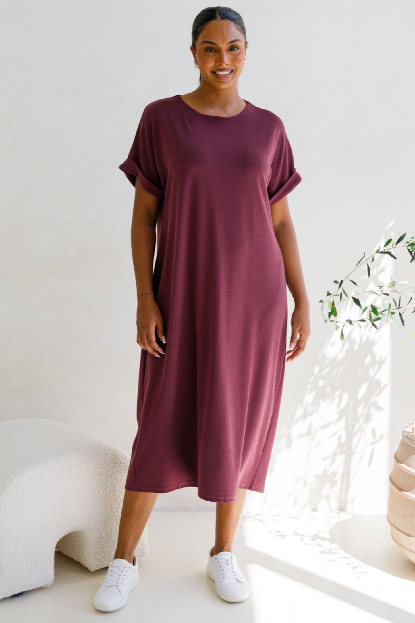 ALTHEA Lounge Short Sleeve Midi Dress | Shiraz