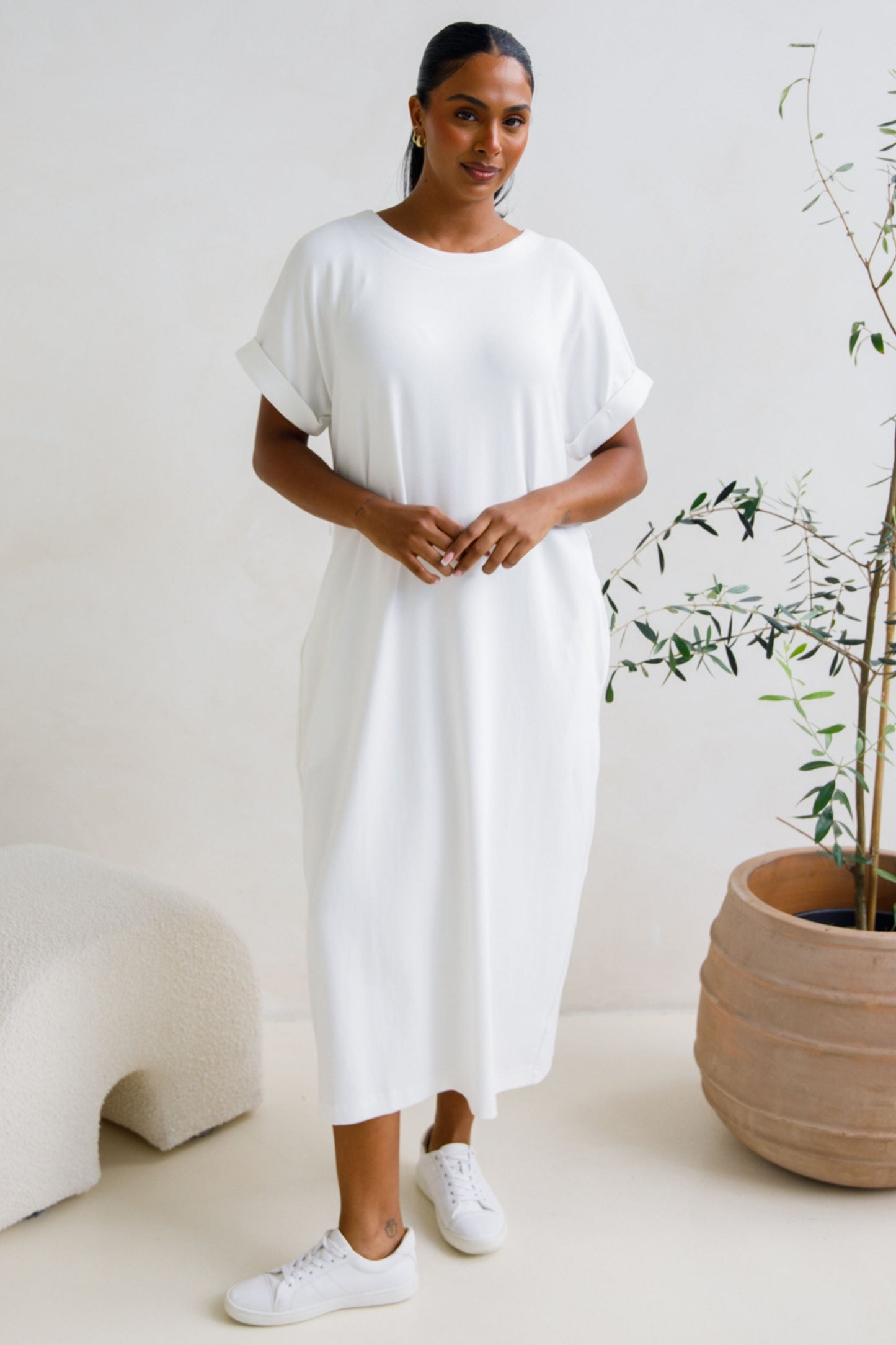 Althea Lounge Midi Dress | White