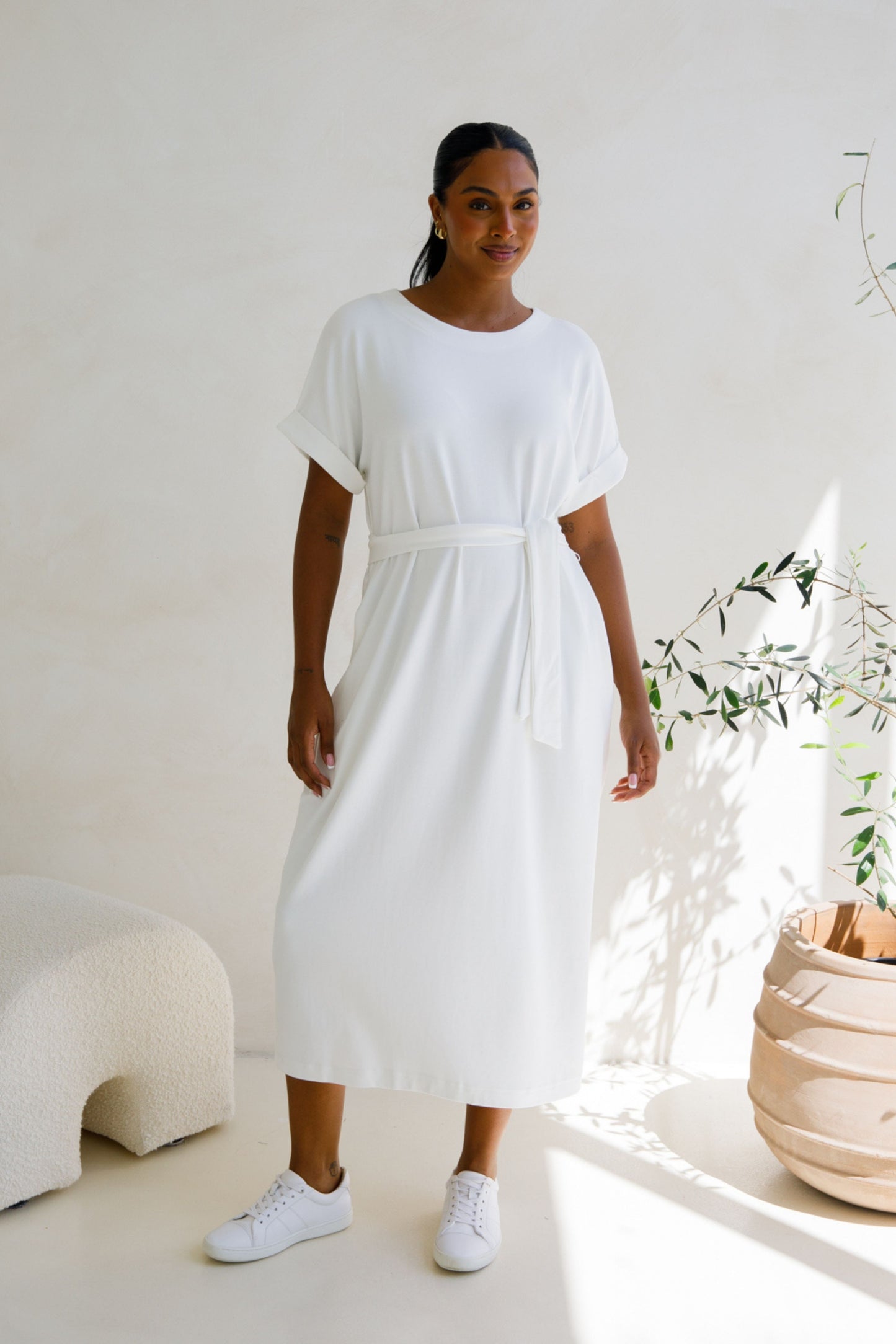 Althea Lounge Midi Dress | White
