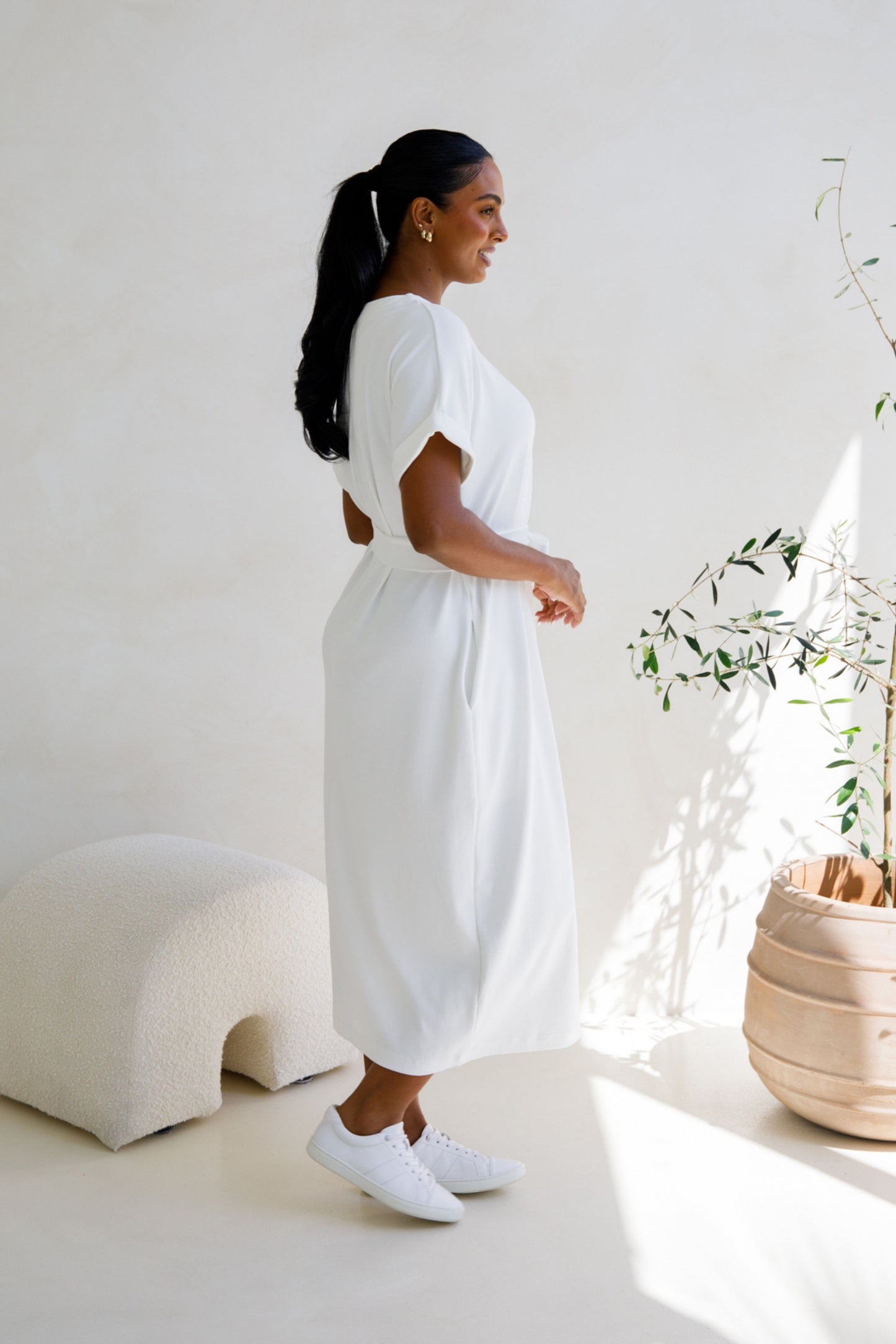 Althea Lounge Midi Dress | White