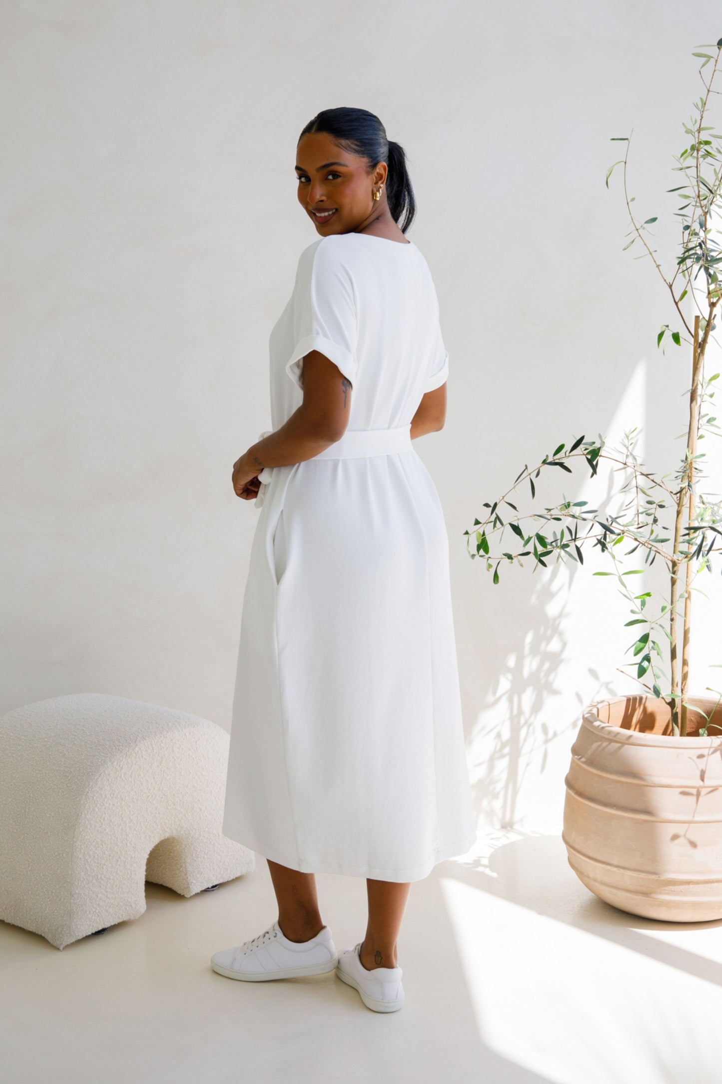 Althea Lounge Midi Dress | White