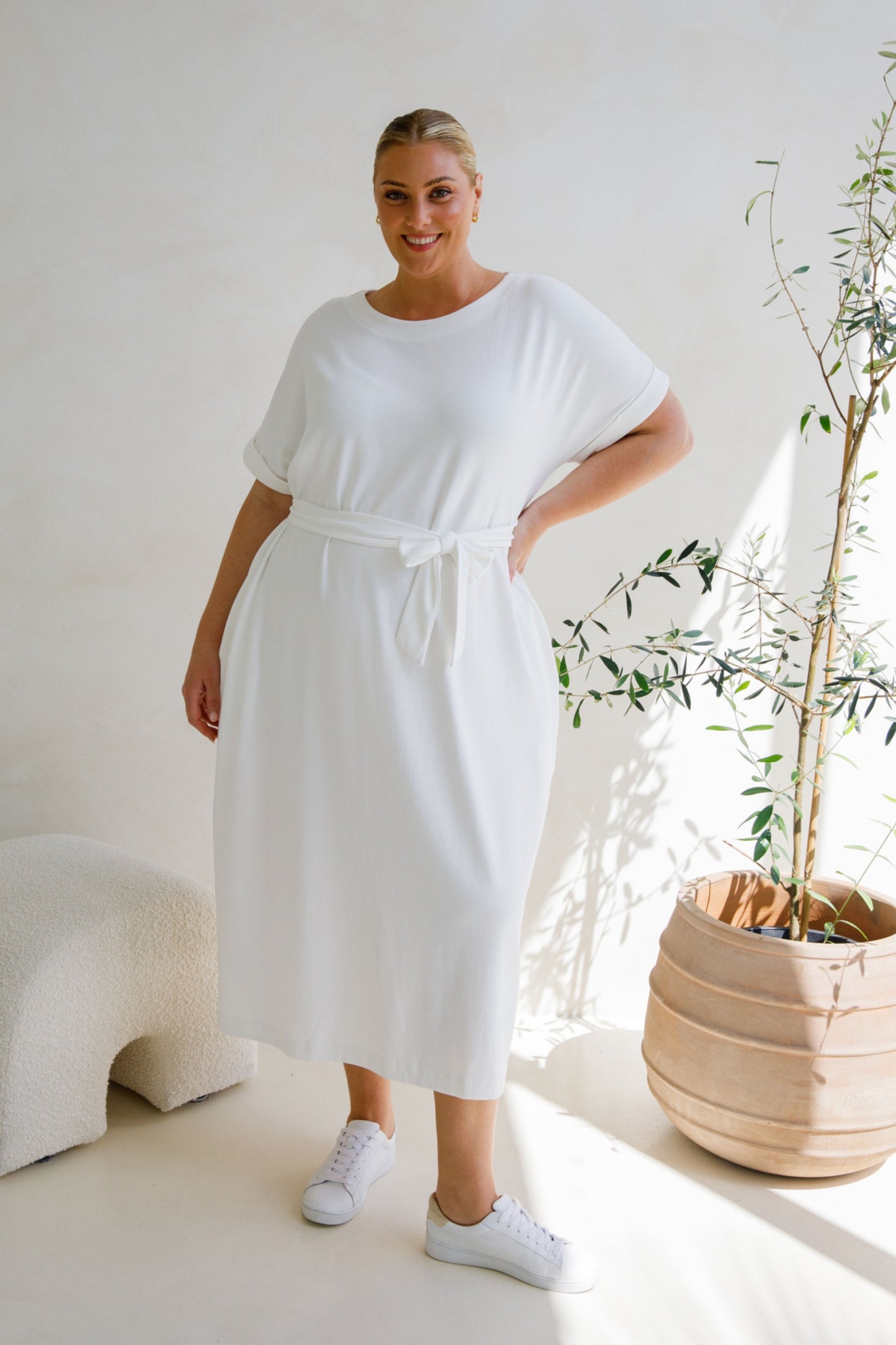 Althea Lounge Midi Dress | White