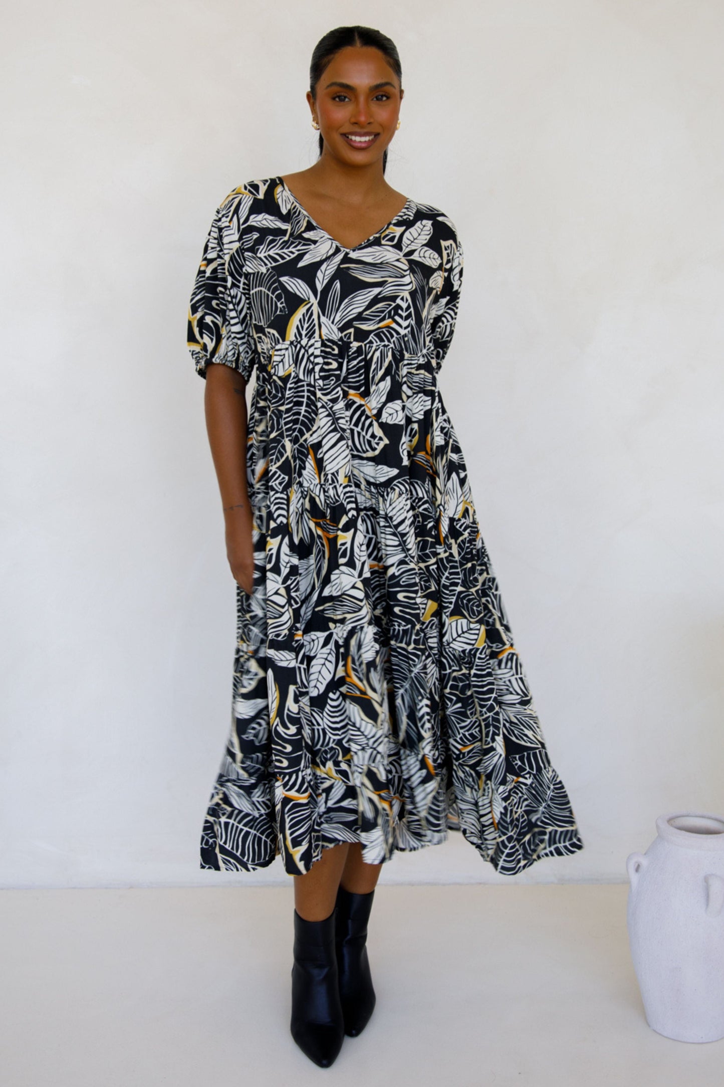 ASHA Rayon Half Sleeve Classic Length Dress | Canopy | FINAL SALE
