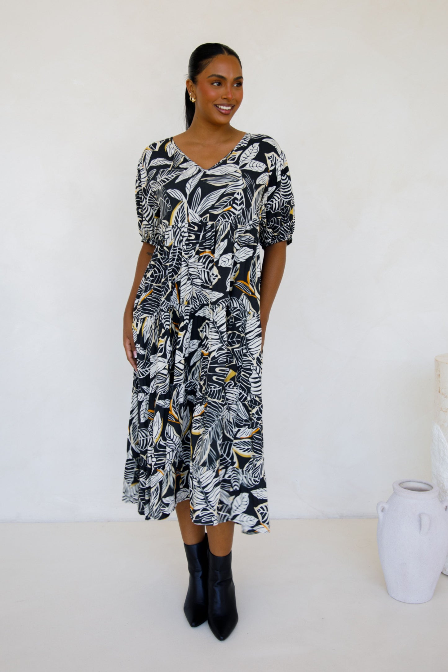 ASHA Rayon Half Sleeve Classic Length Dress | Canopy | FINAL SALE
