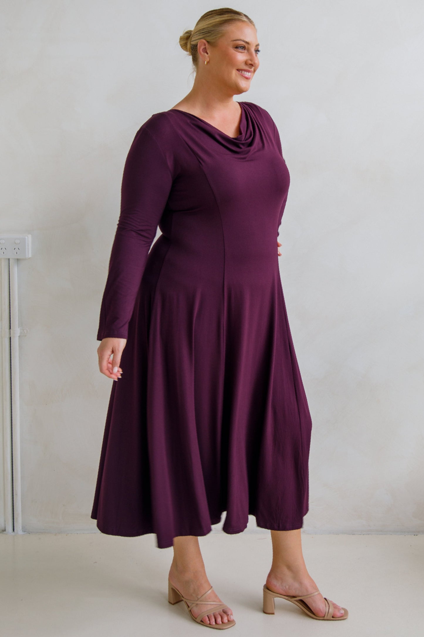 ADELINE Bamboo Long Sleeve Midi Dress | Berry | FINAL SALE