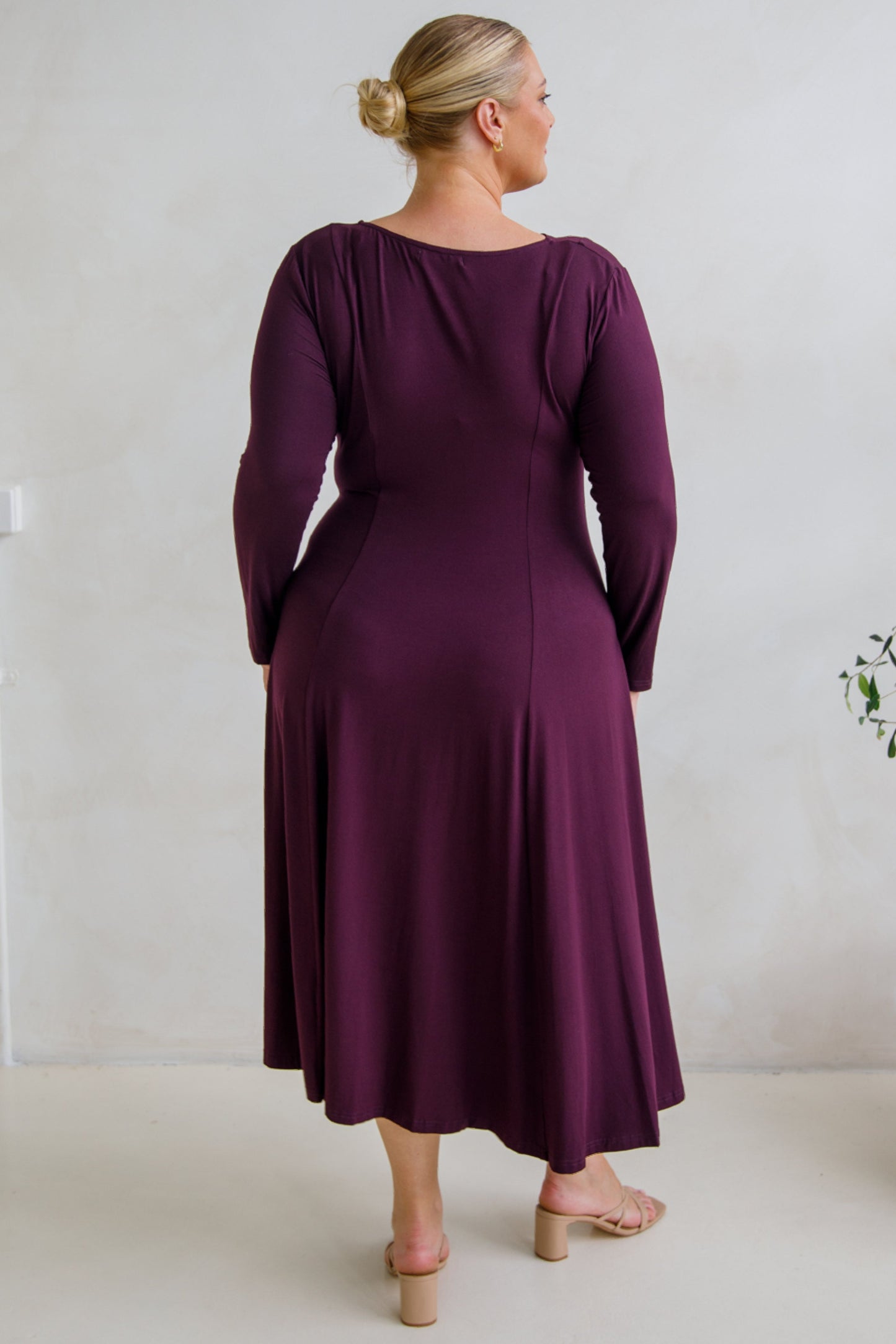 ADELINE Bamboo Long Sleeve Midi Dress | Berry | FINAL SALE