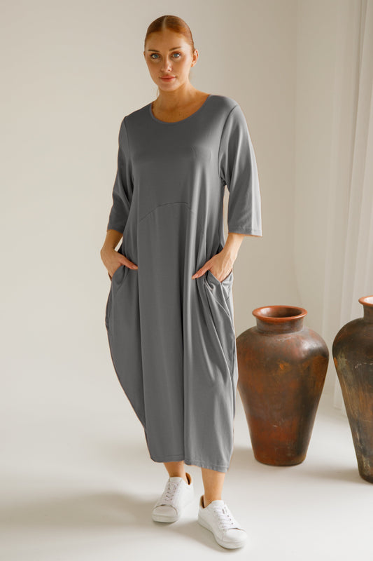 ALVIVA Lounge Demi Midi Sleeve Dress | Slate