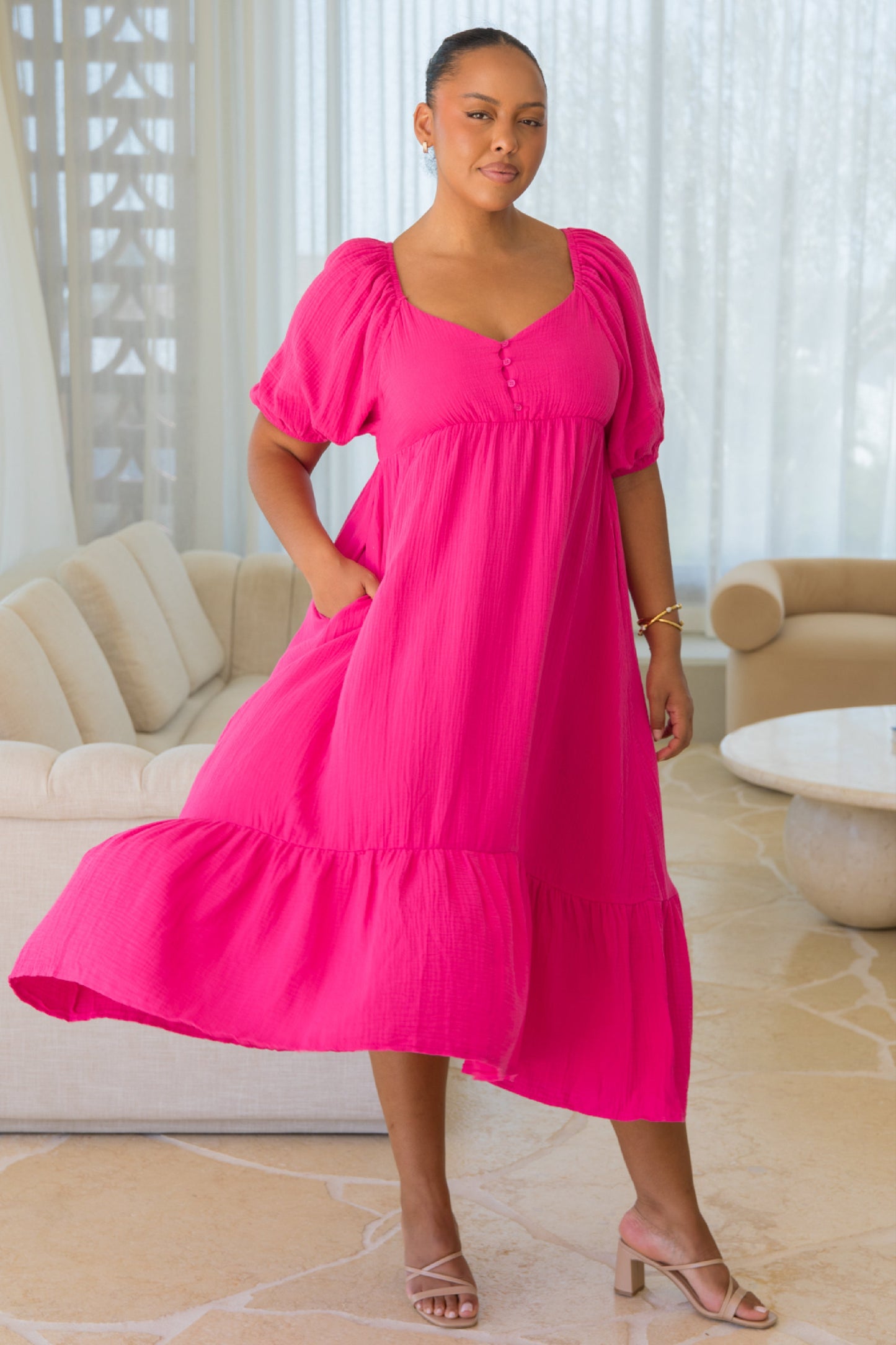 Austin Midi Dress | Flamingo | FINAL SALE