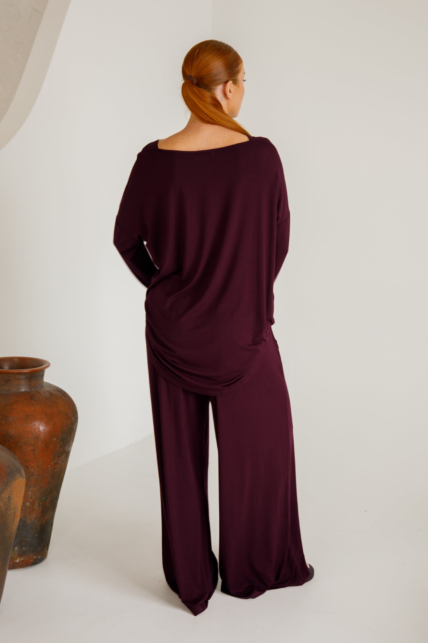 Bella Wide Leg Bamboo Pant | Berry
