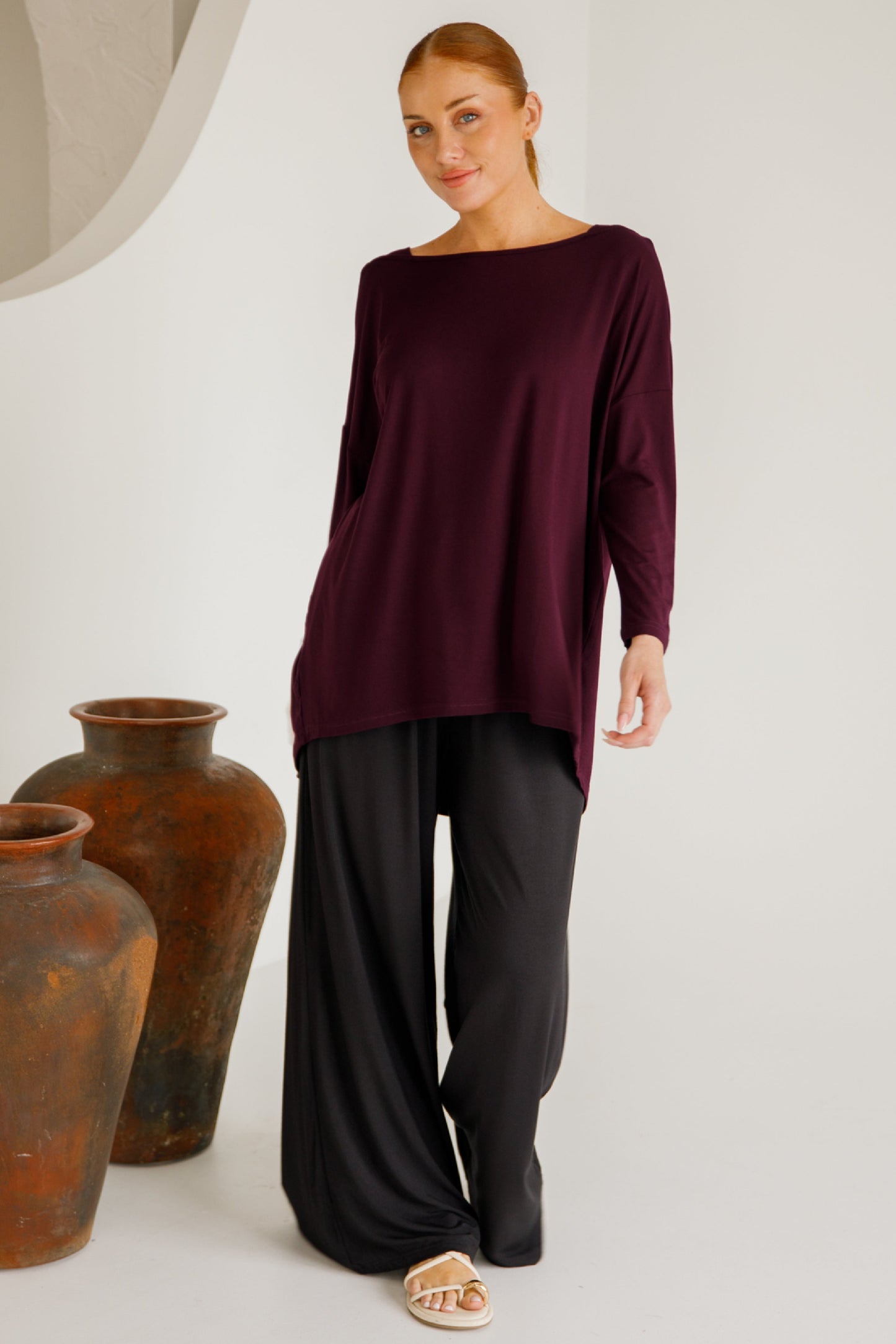 Bella Wide Leg Bamboo Pant | Black