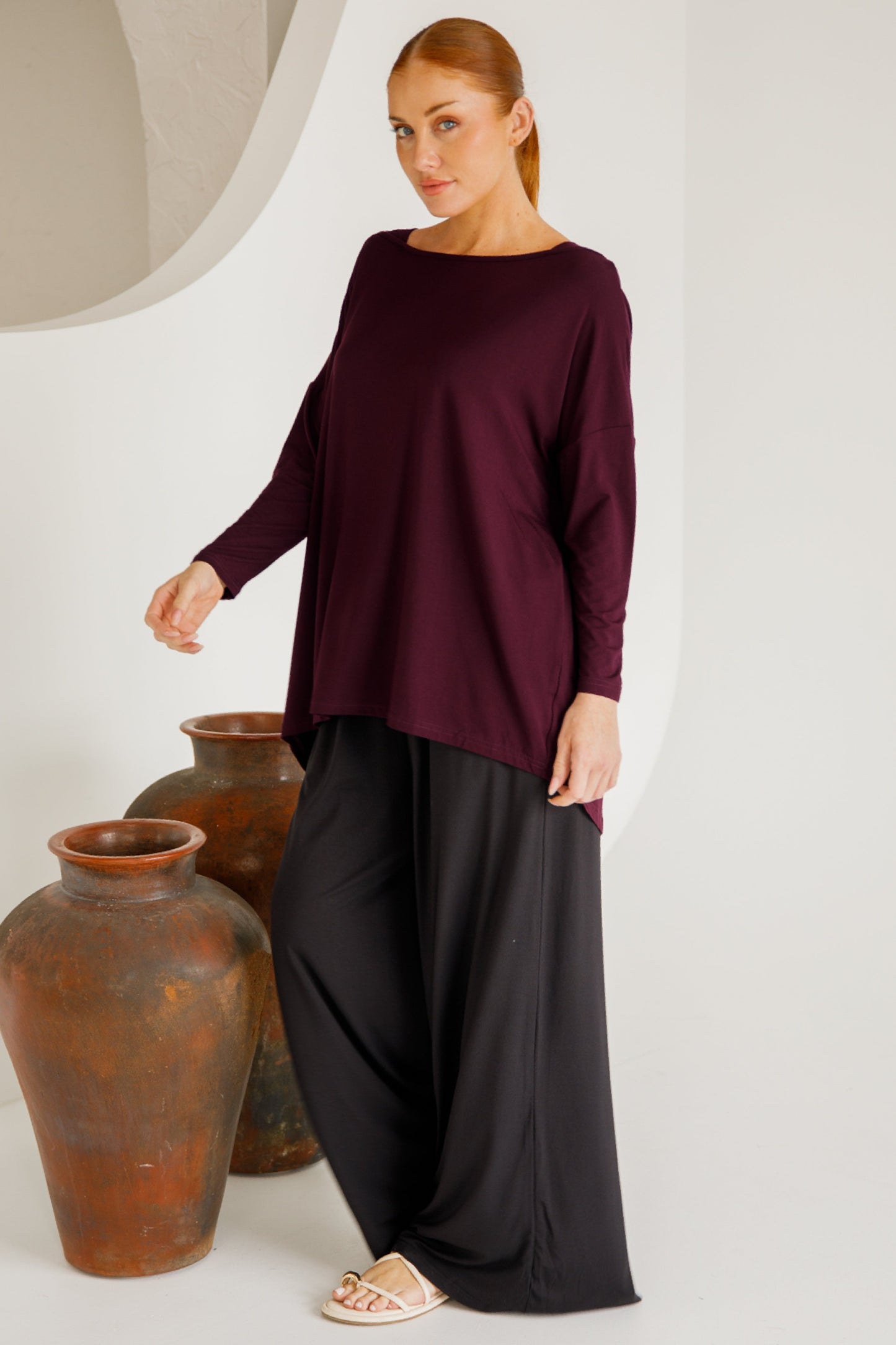Bella Wide Leg Bamboo Pant | Black