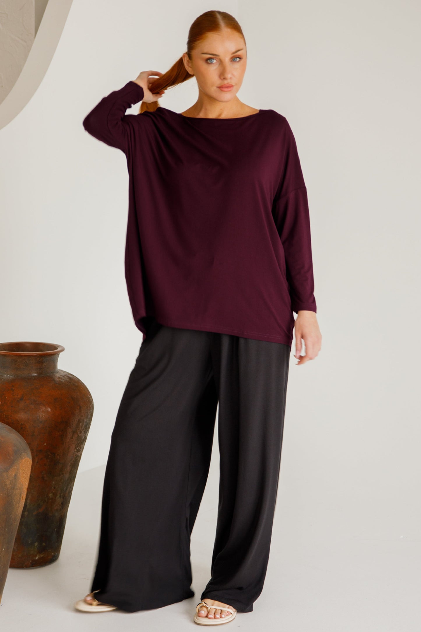 Bella Wide Leg Bamboo Pant | Black