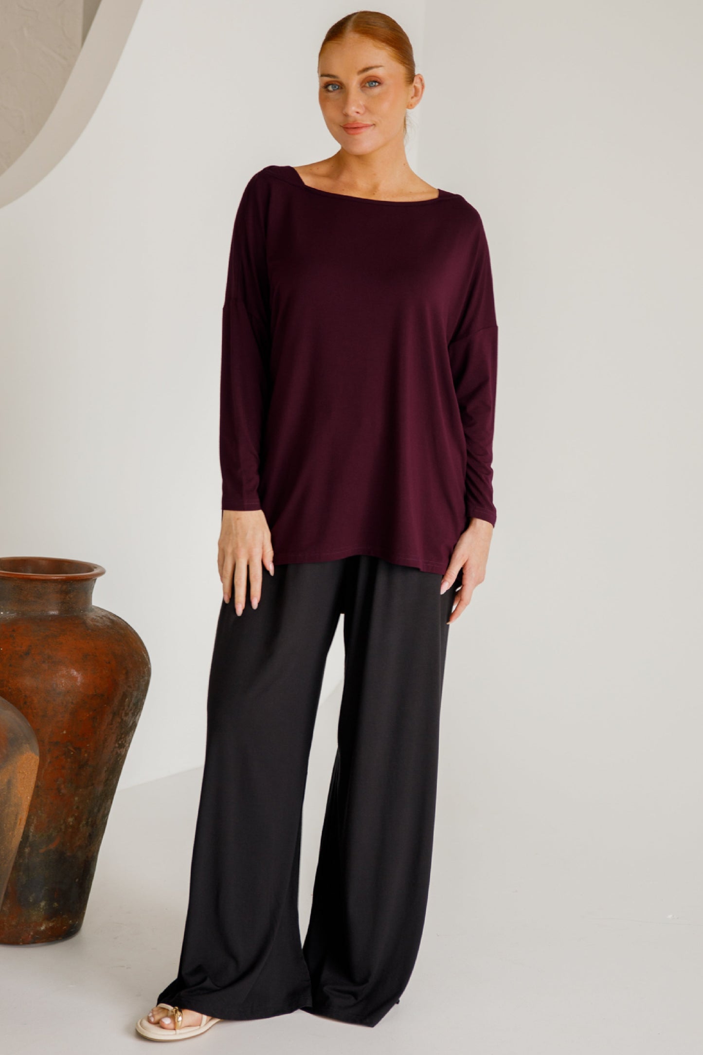 Bella Wide Leg Bamboo Pant | Black