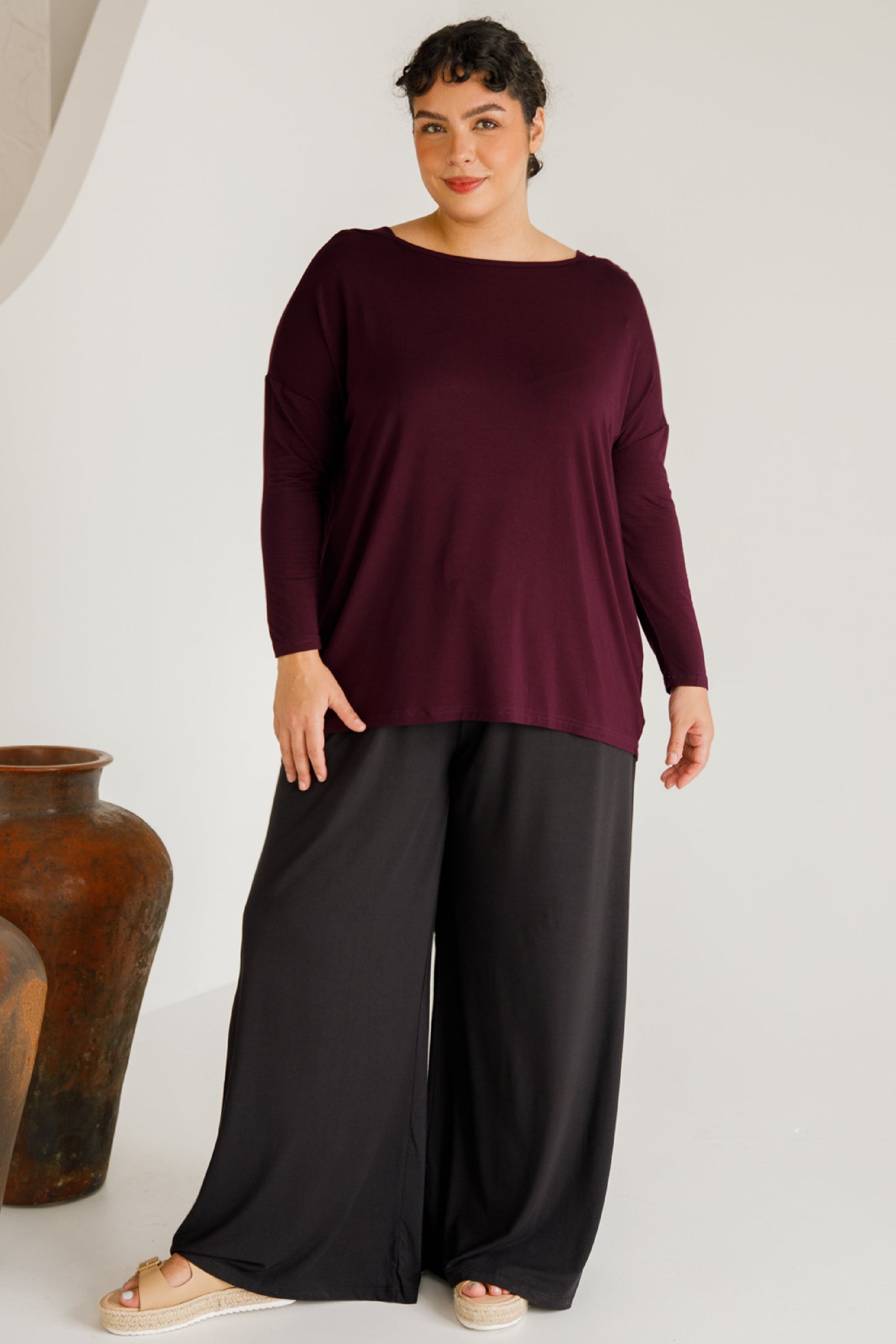 Bella Wide Leg Bamboo Pant | Black