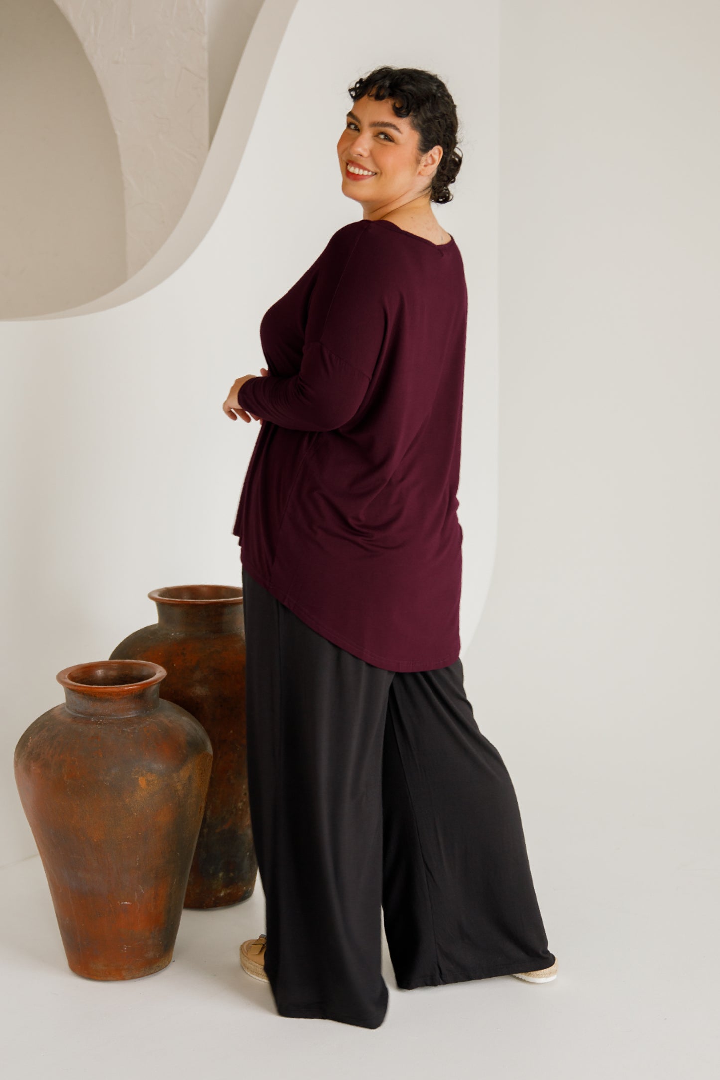 Bella Wide Leg Bamboo Pant | Black