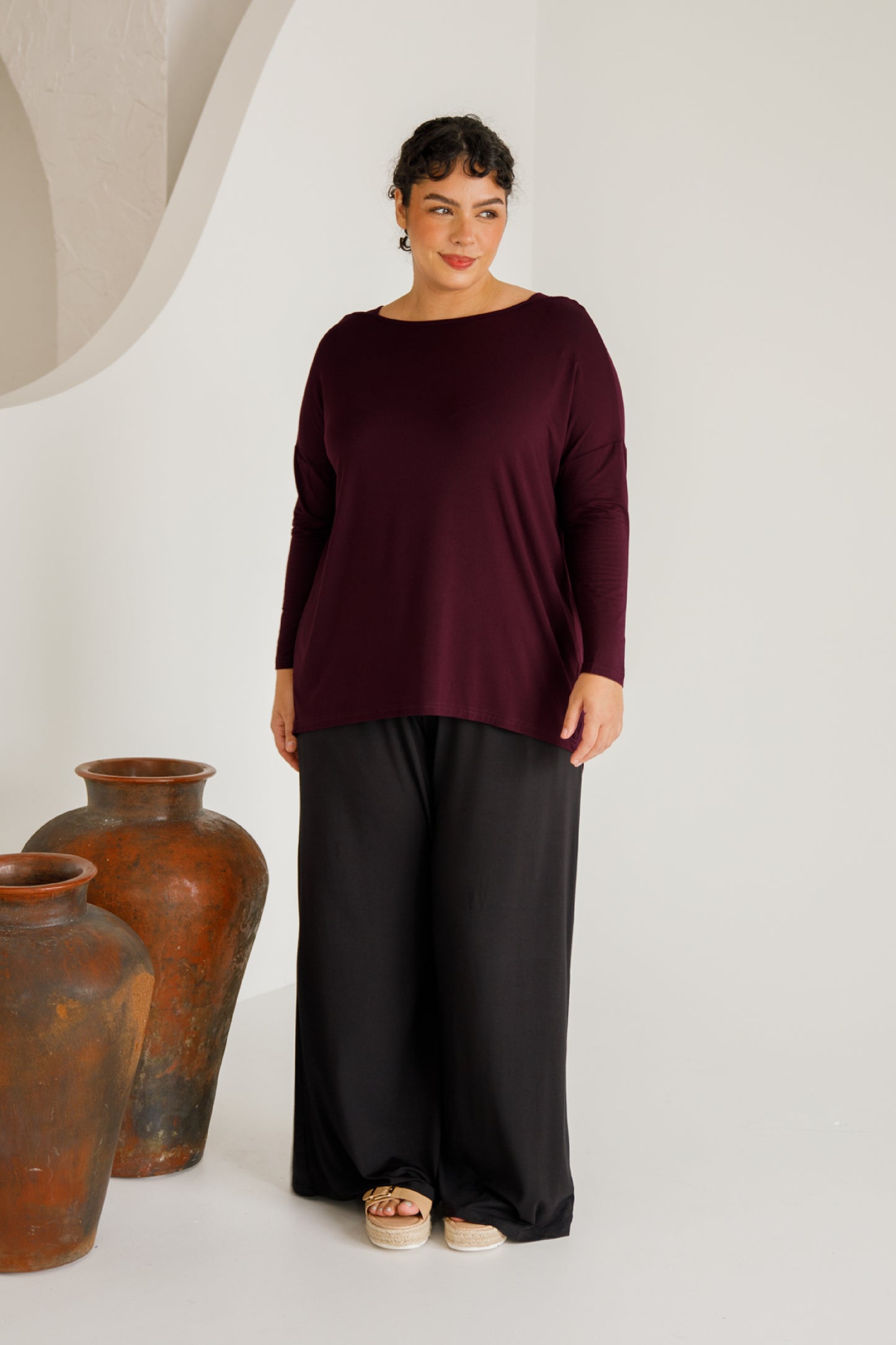 Bella Wide Leg Bamboo Pant | Black