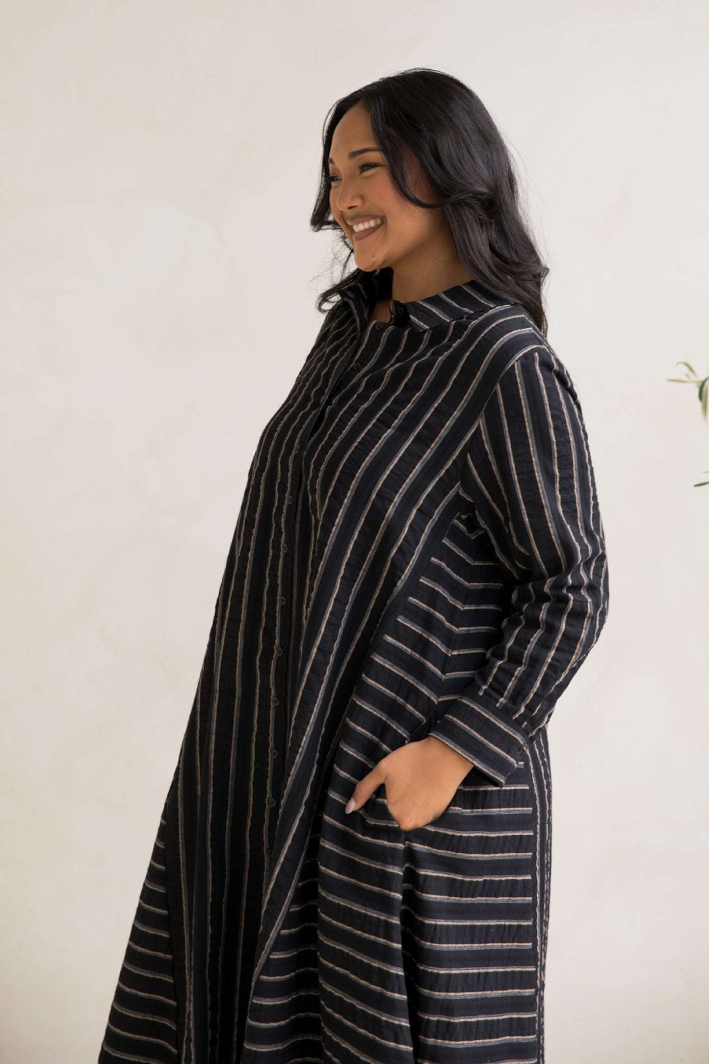 Cadillia Dress | Black/Beige Stripe | FINAL SALE