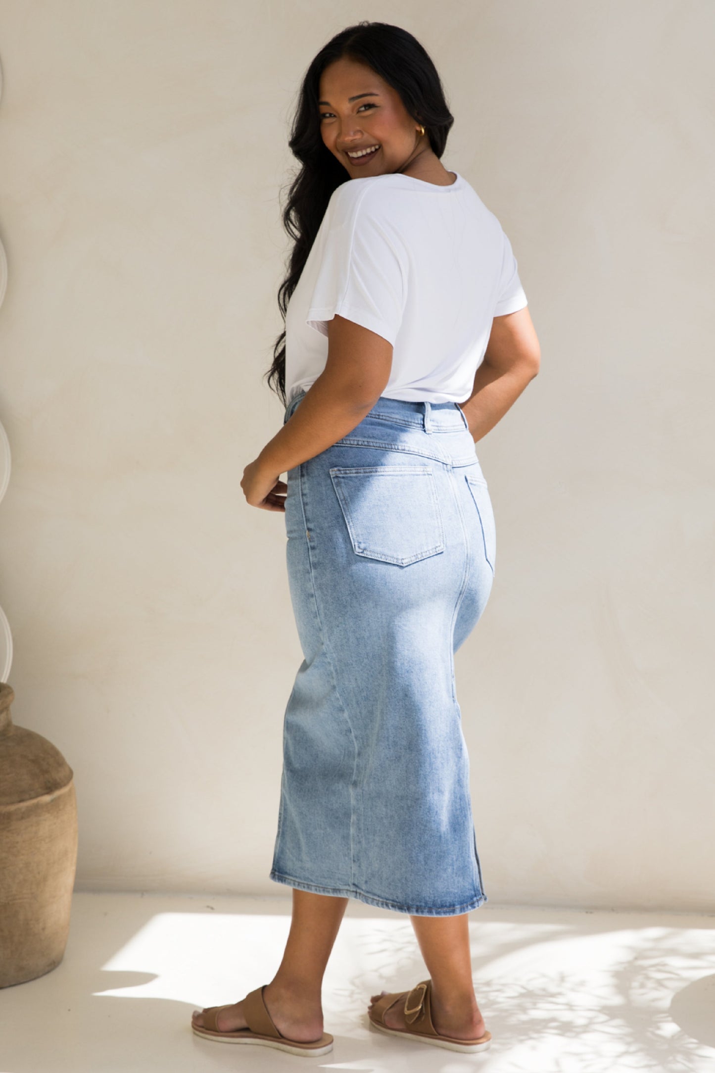Denim Maxi Skirt | Light Denim | FINAL SALE
