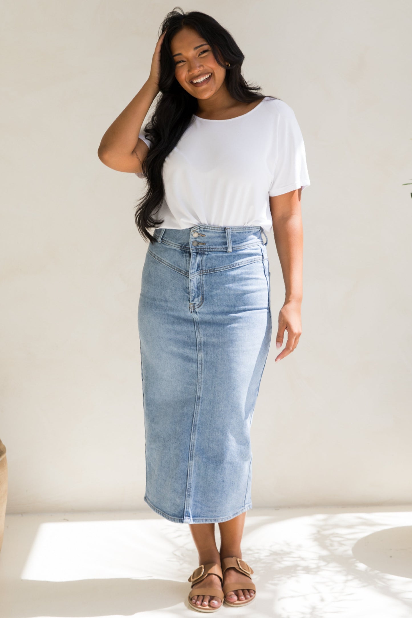 Denim Maxi Skirt | Light Denim | FINAL SALE