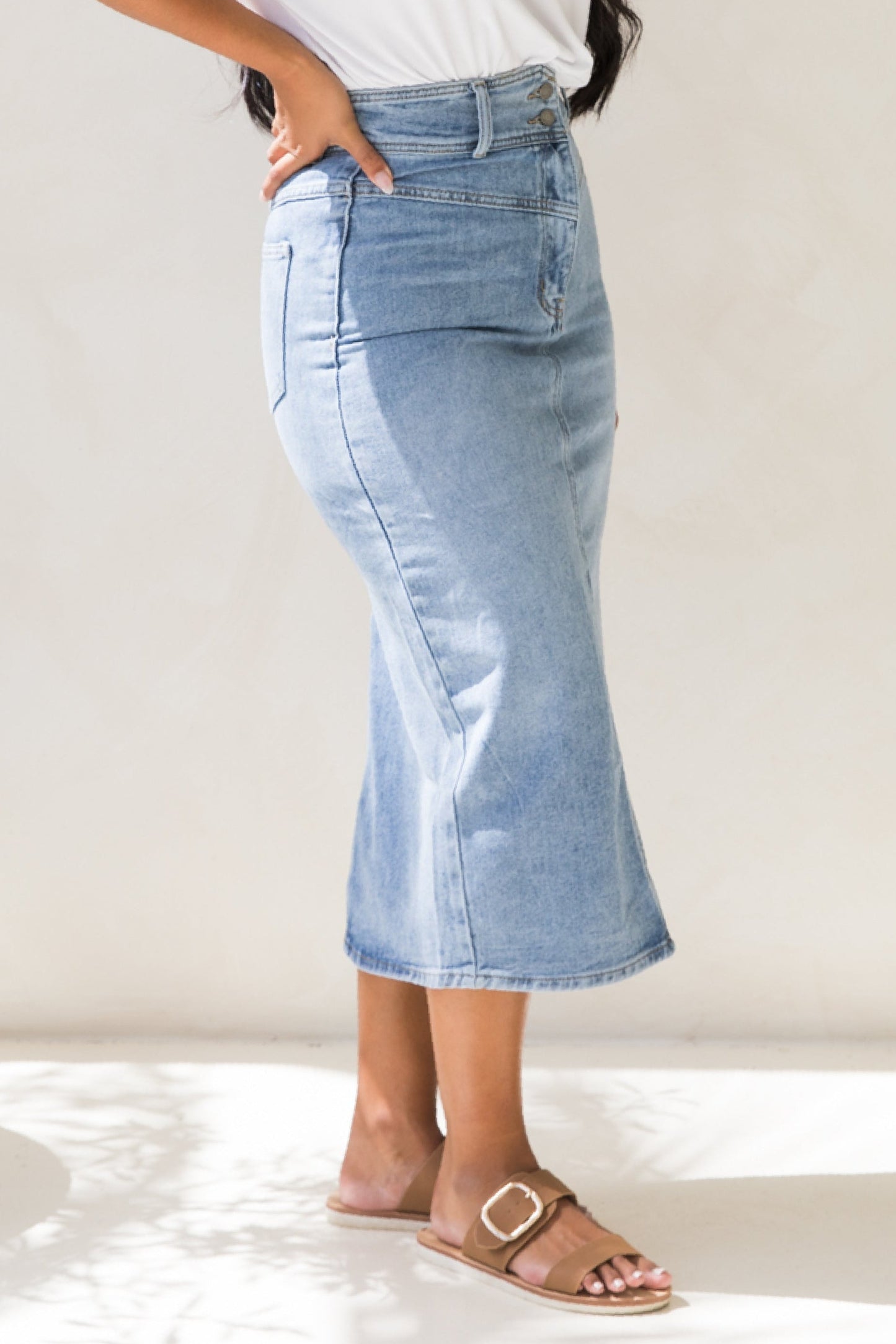 Denim Maxi Skirt | Light Denim | FINAL SALE