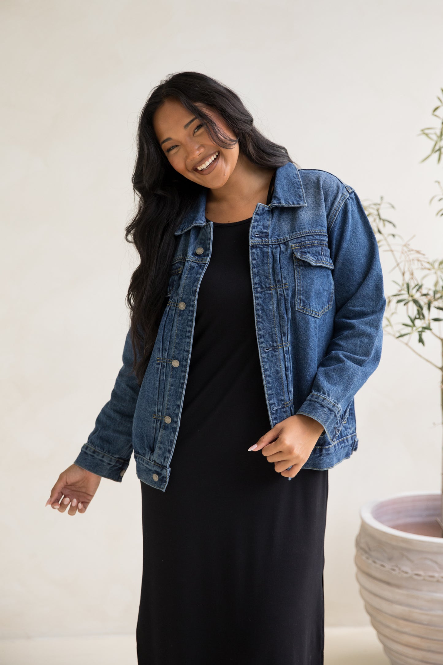 Signature Relaxed Denim Jacket | Dark Wash Denim