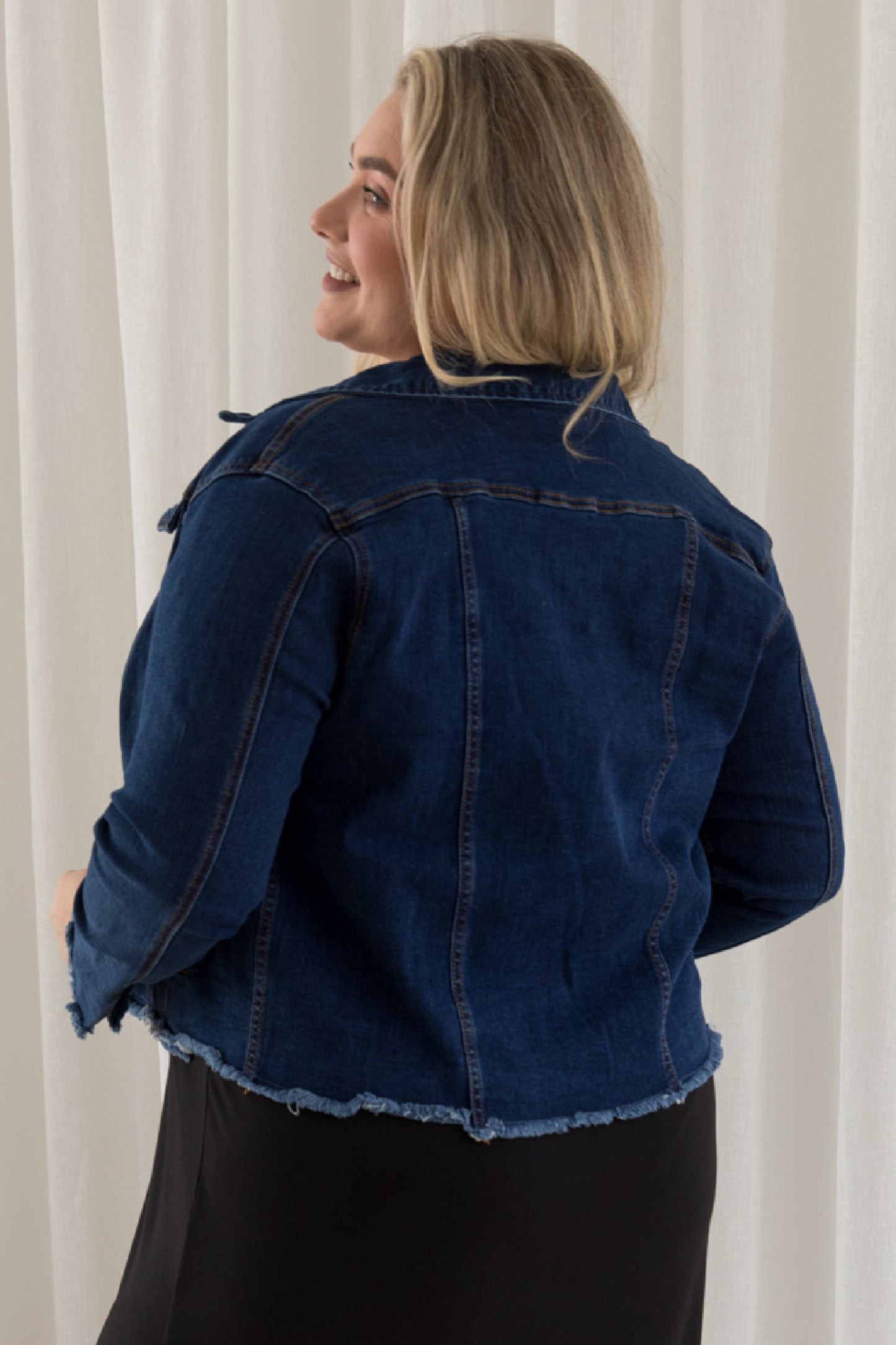 Frayed Denim Jacket | Dark Blue | FINAL SALE