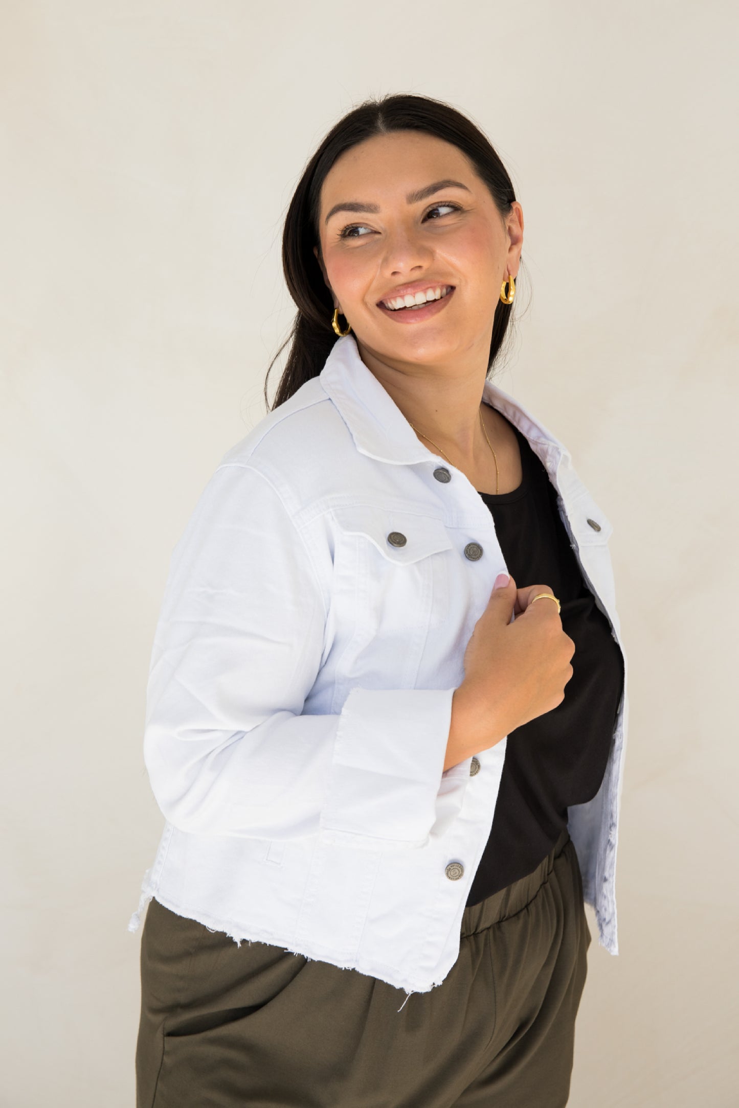Frayed Denim Jacket | White | FINAL SALE