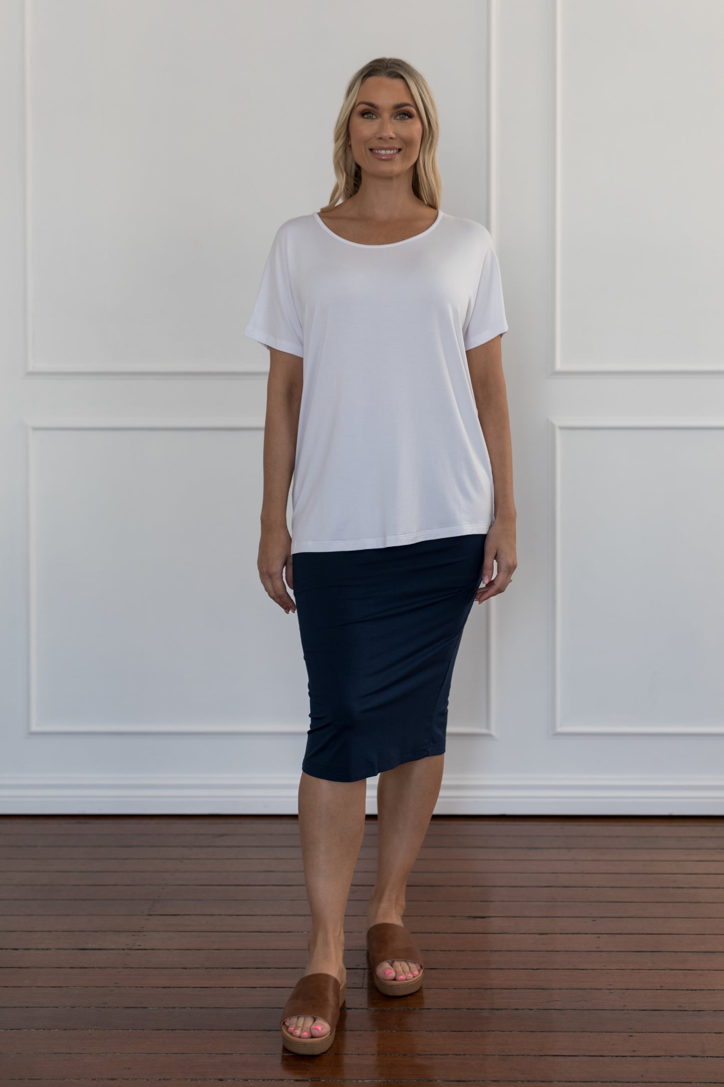 Plus-Sized Black Skirts| PQ Collection | Everyday Midi Skirt