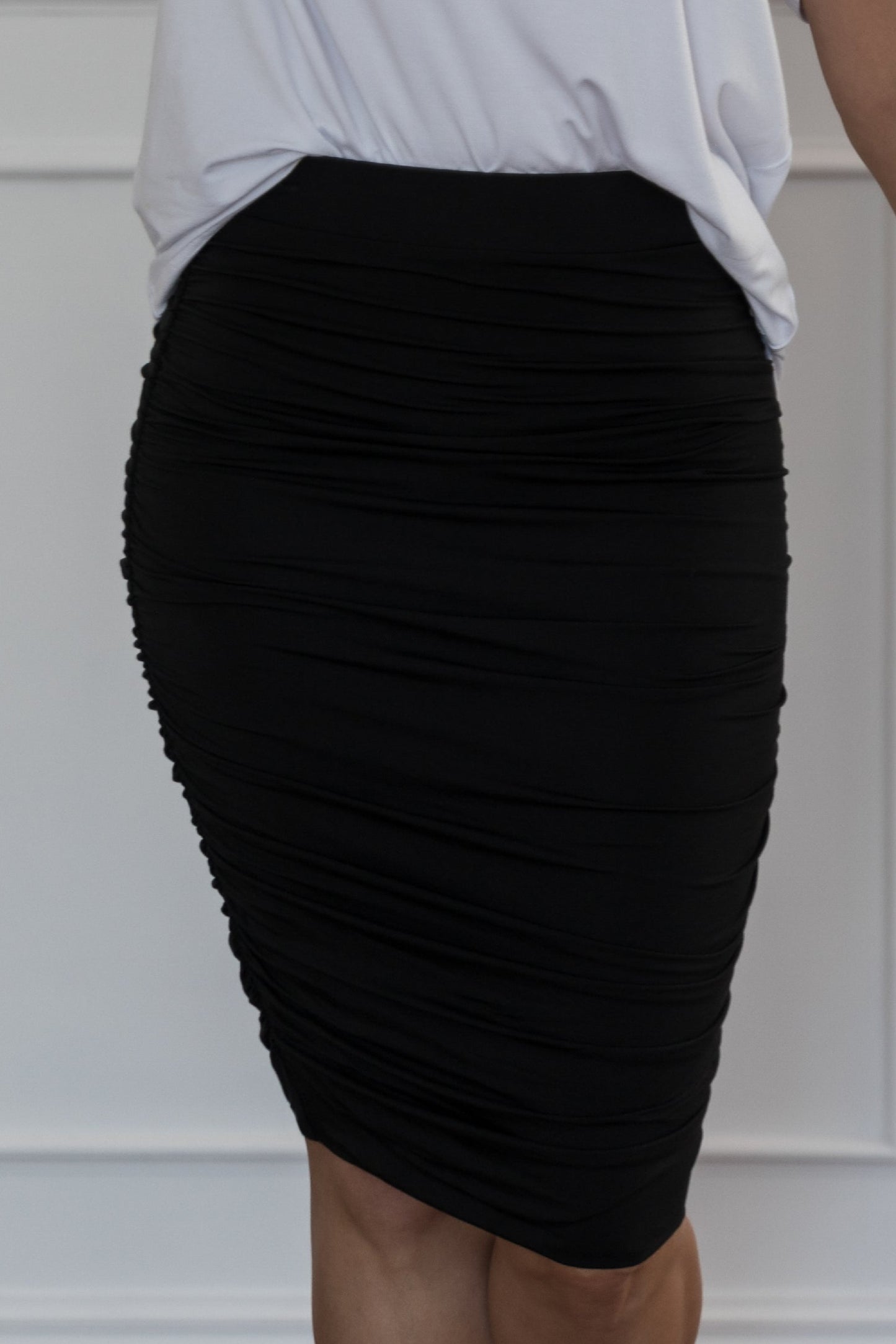 Plus-Sized Black Skirts| PQ Collection | Ruche Skirt