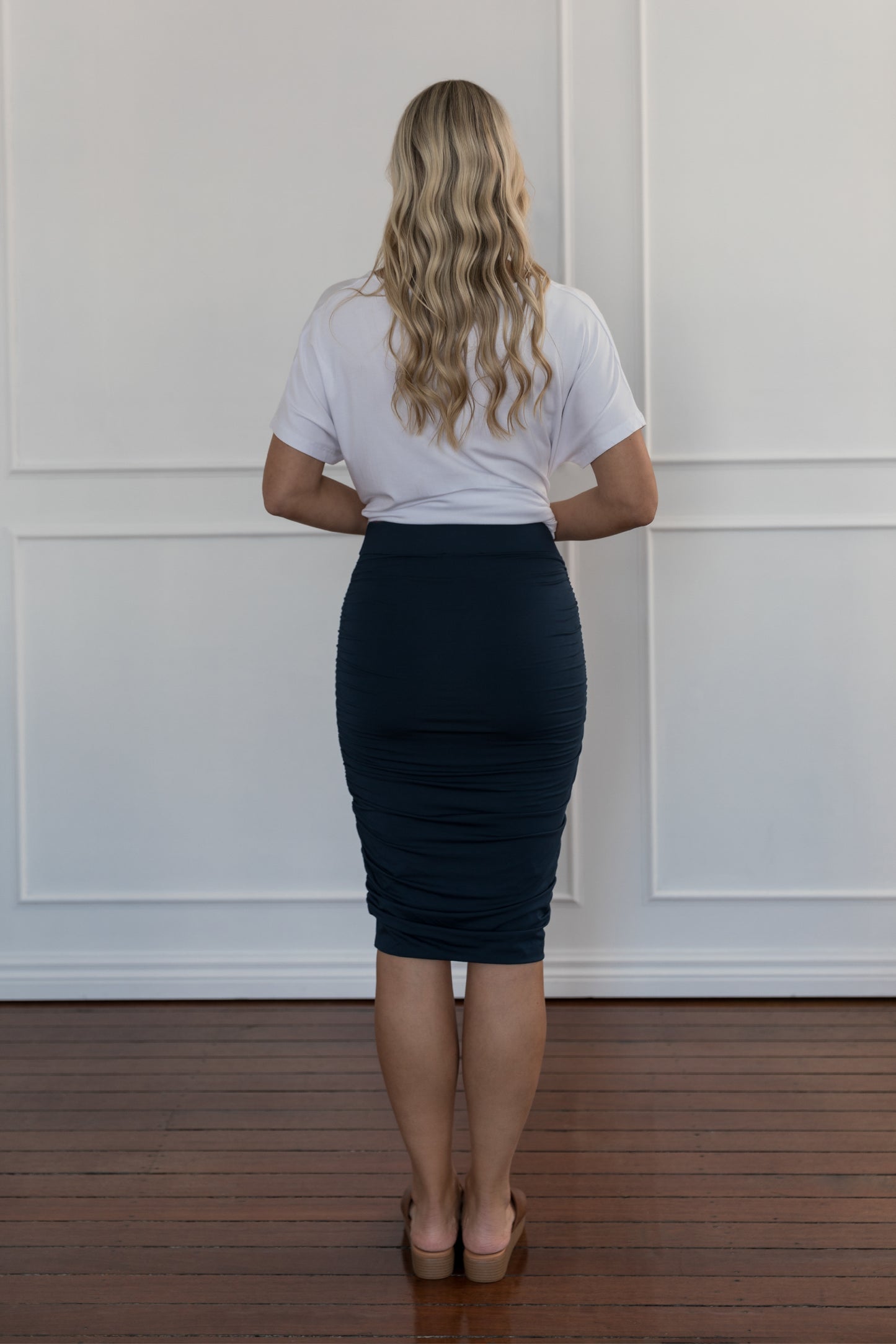 Plus-Sized Navy Skirts | PQ Collection | Ruche Skirt