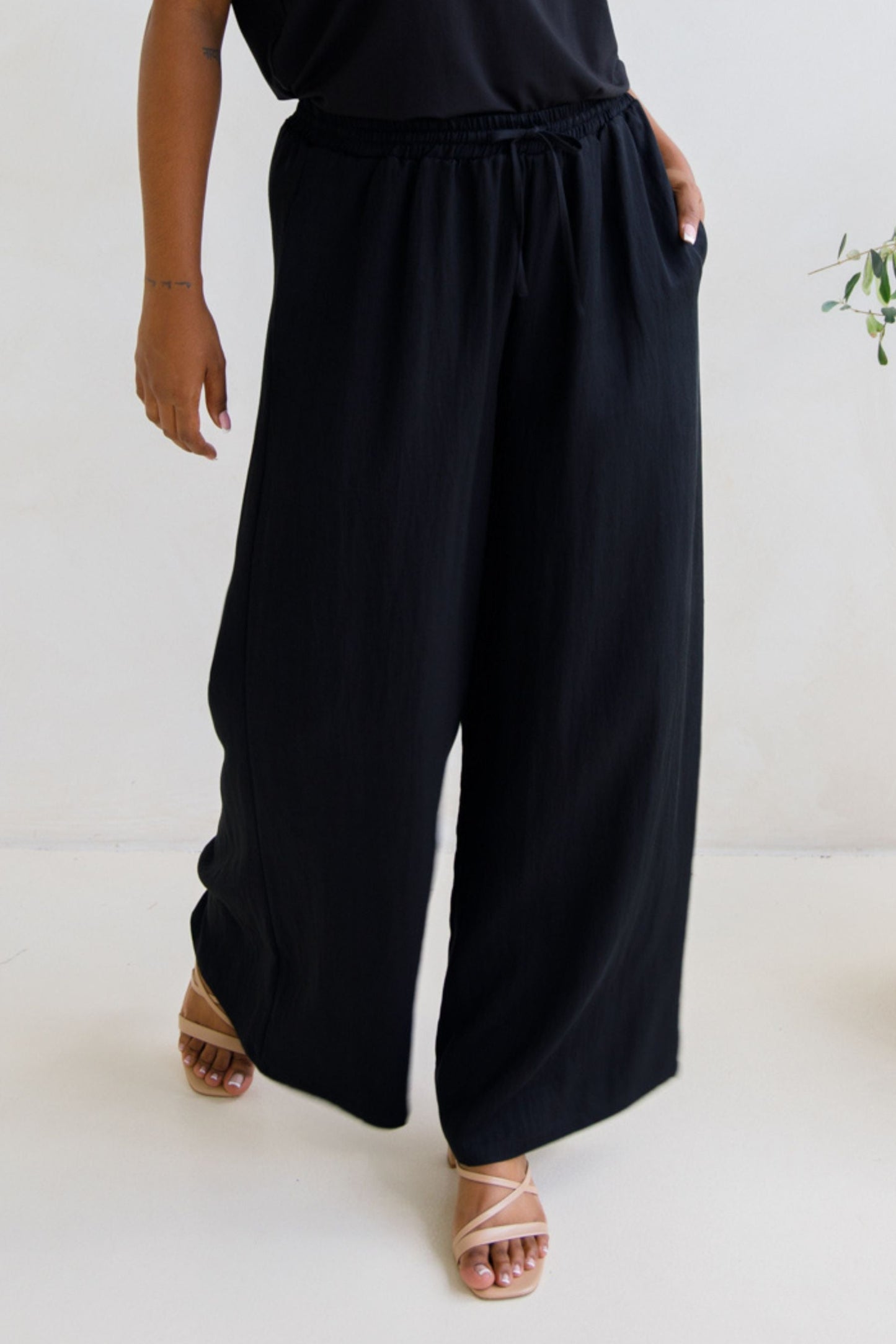 Ella Wide Leg Pant | Black