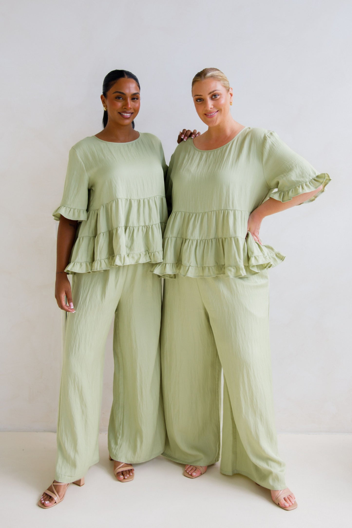Ella Wide Leg Pant | Matcha