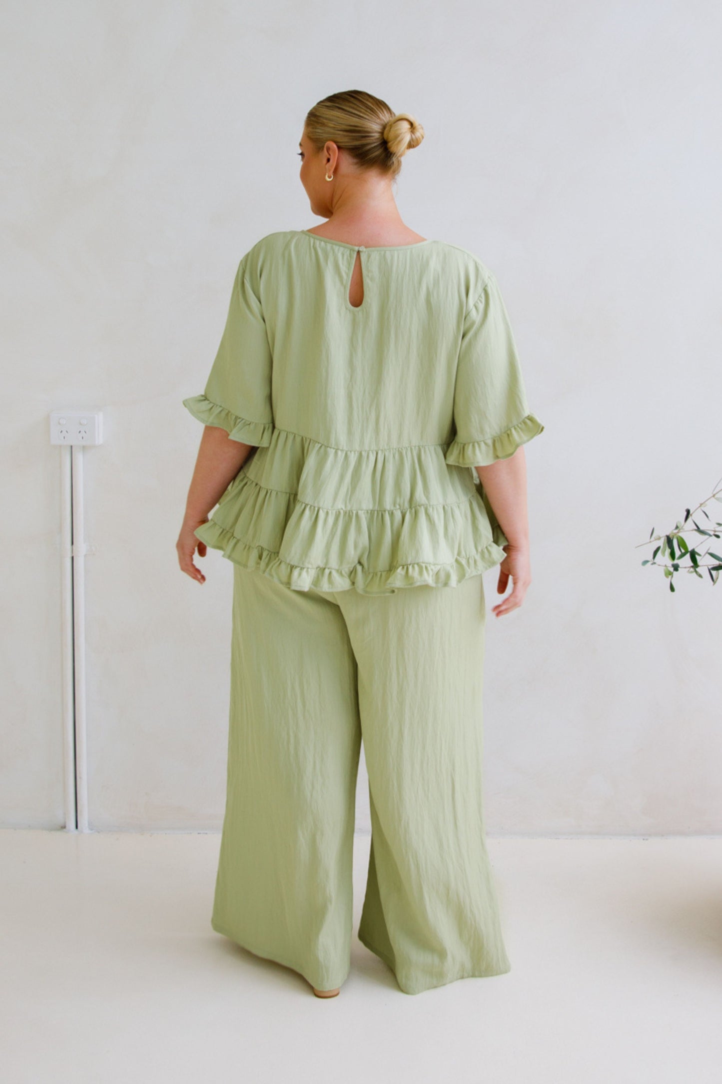 Ella Wide Leg Pant | Matcha