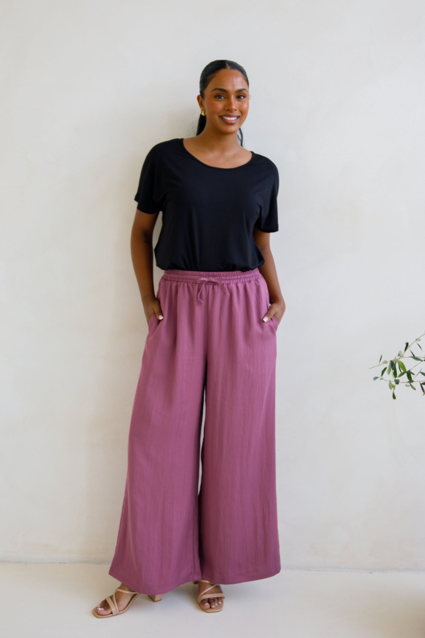 Ella Wide Leg Pant | Mulberry