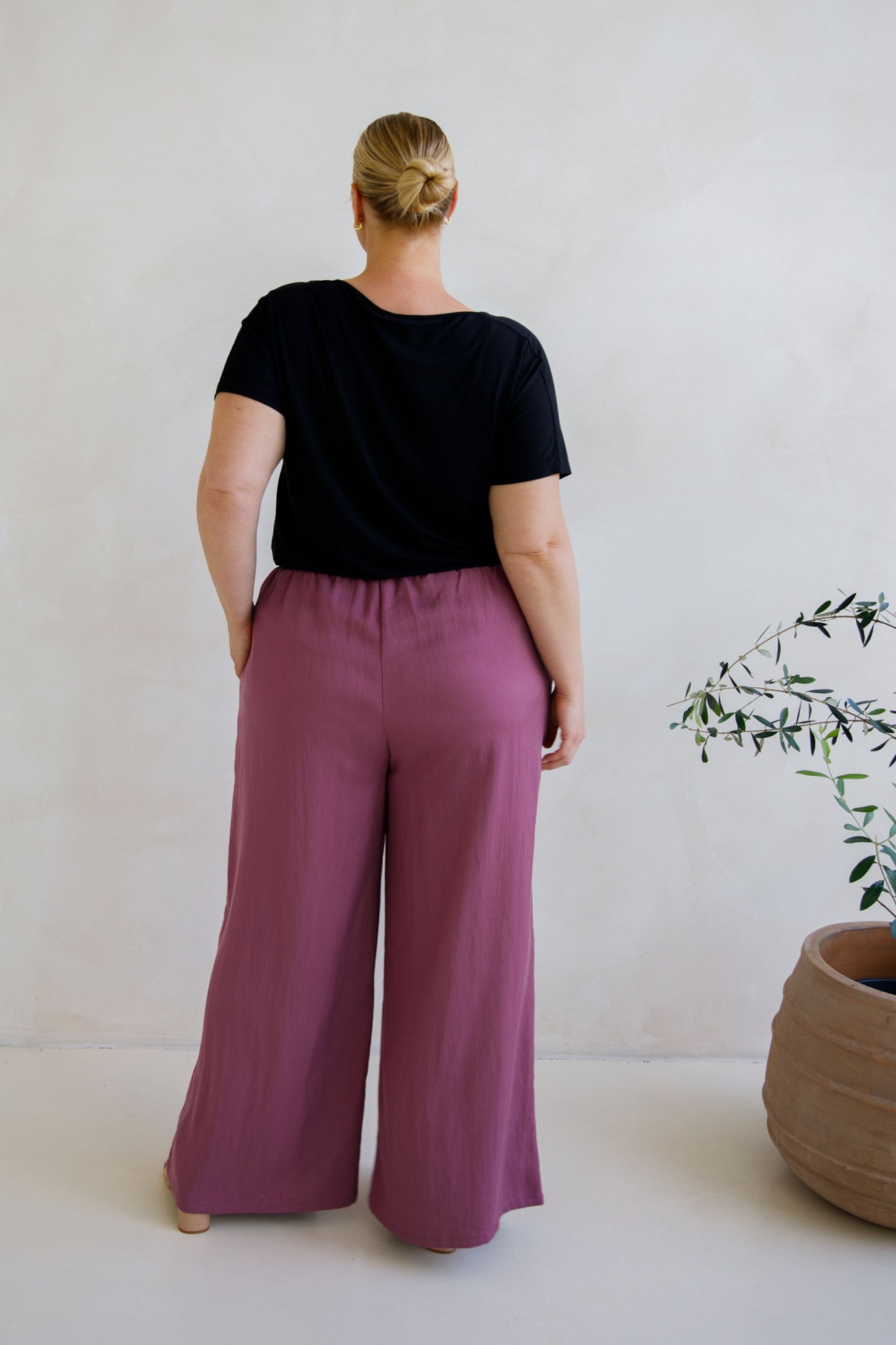 Ella Wide Leg Pant | Mulberry